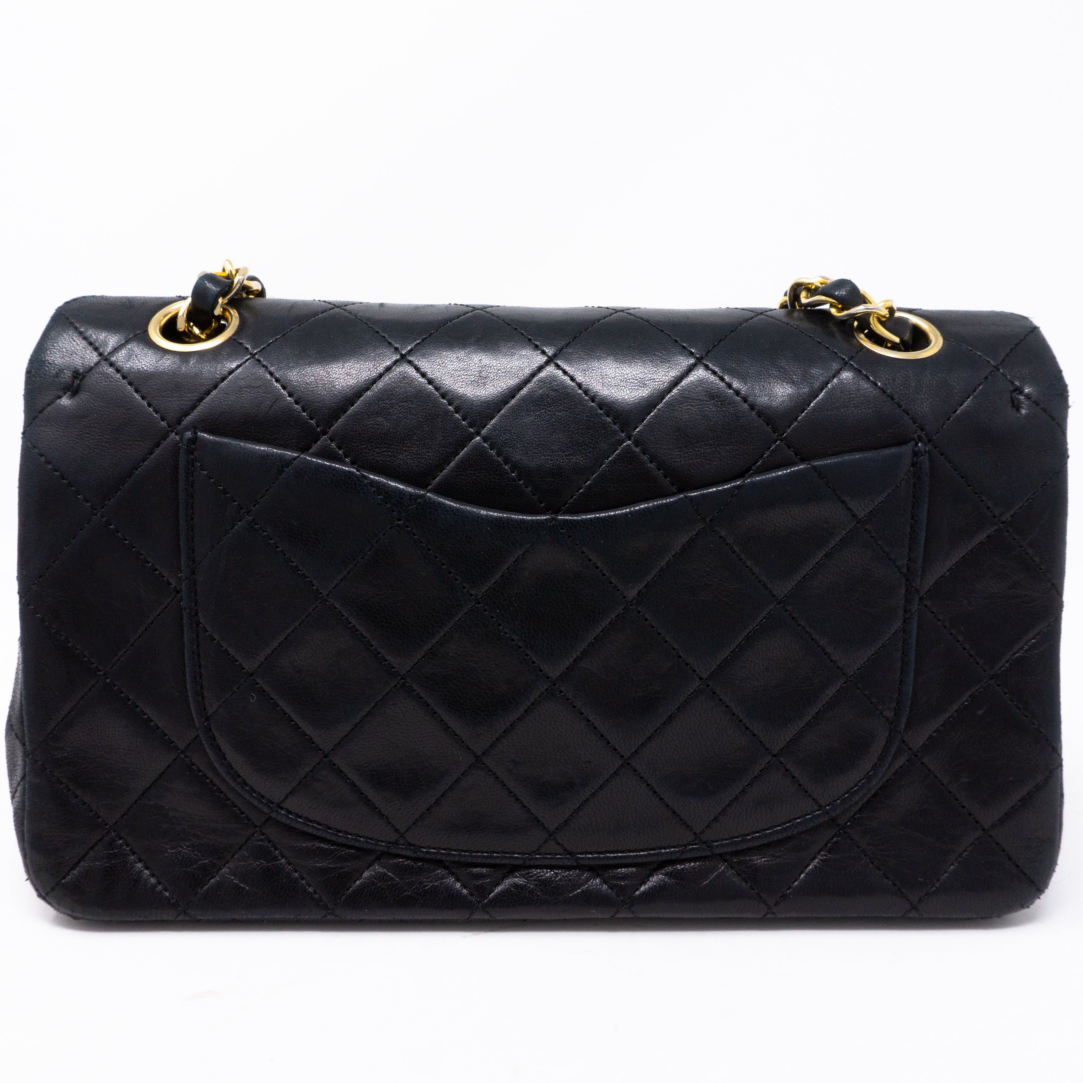 Classic Double Flap Small Black Gold
