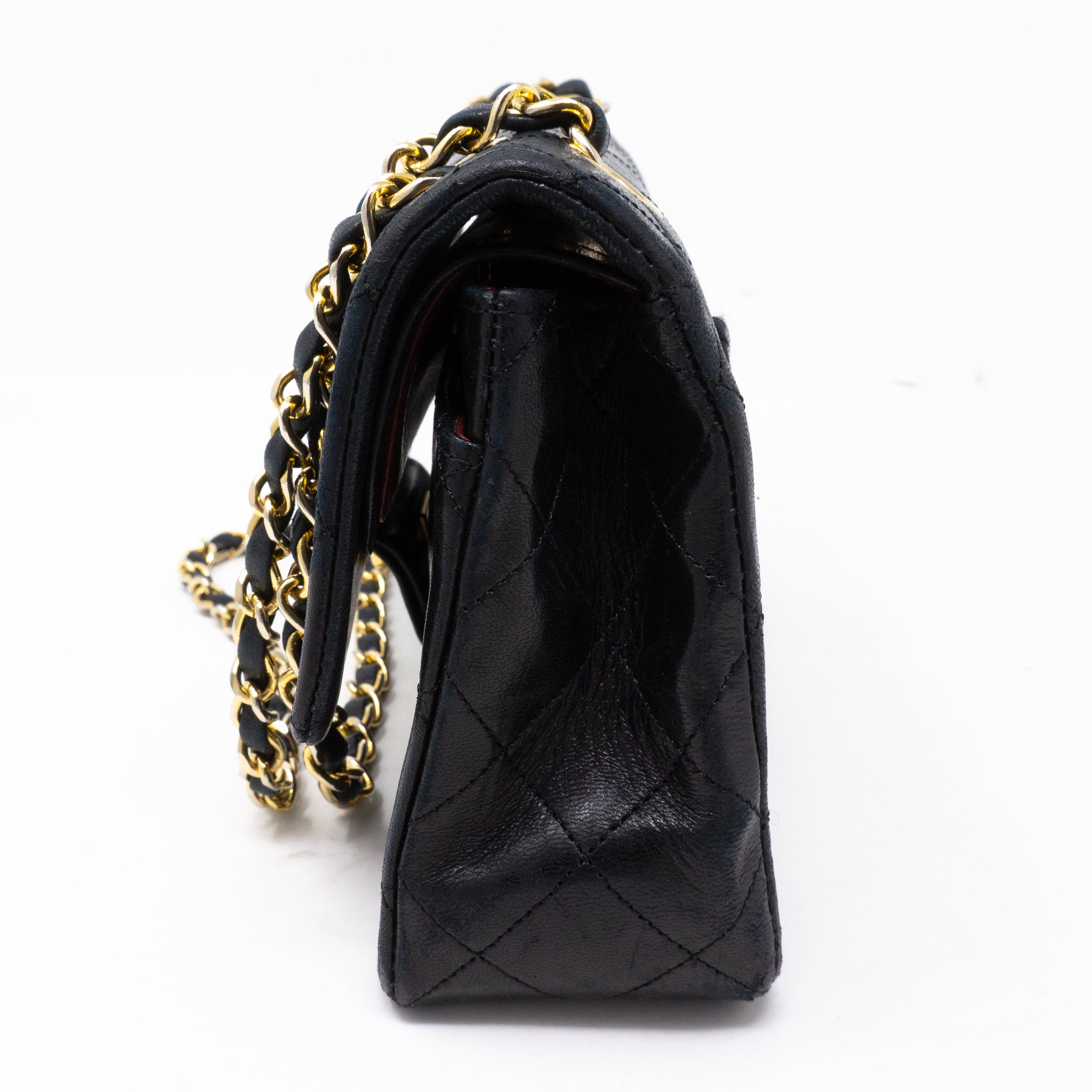 Classic Double Flap Small Black Gold