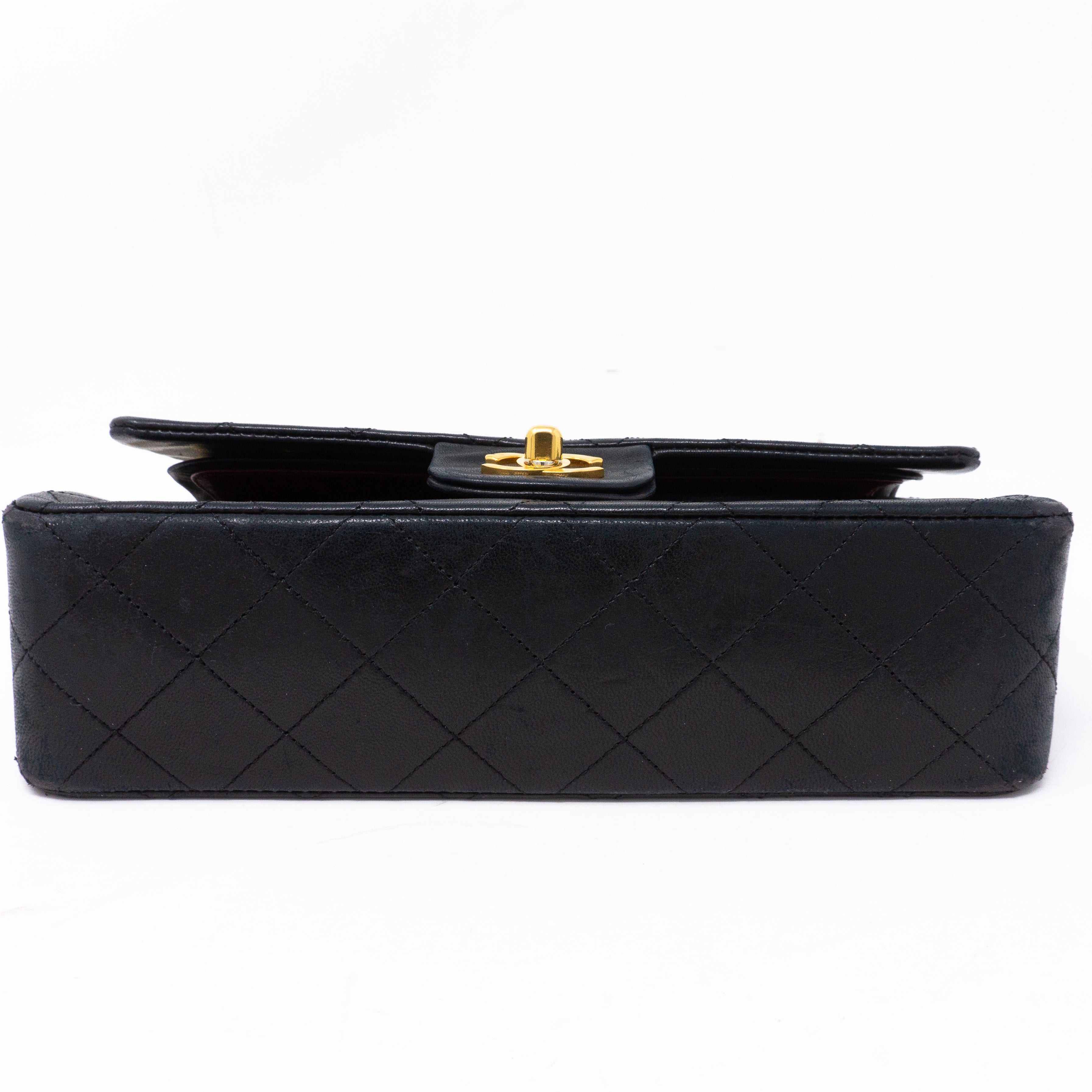 Classic Double Flap Small Black Gold
