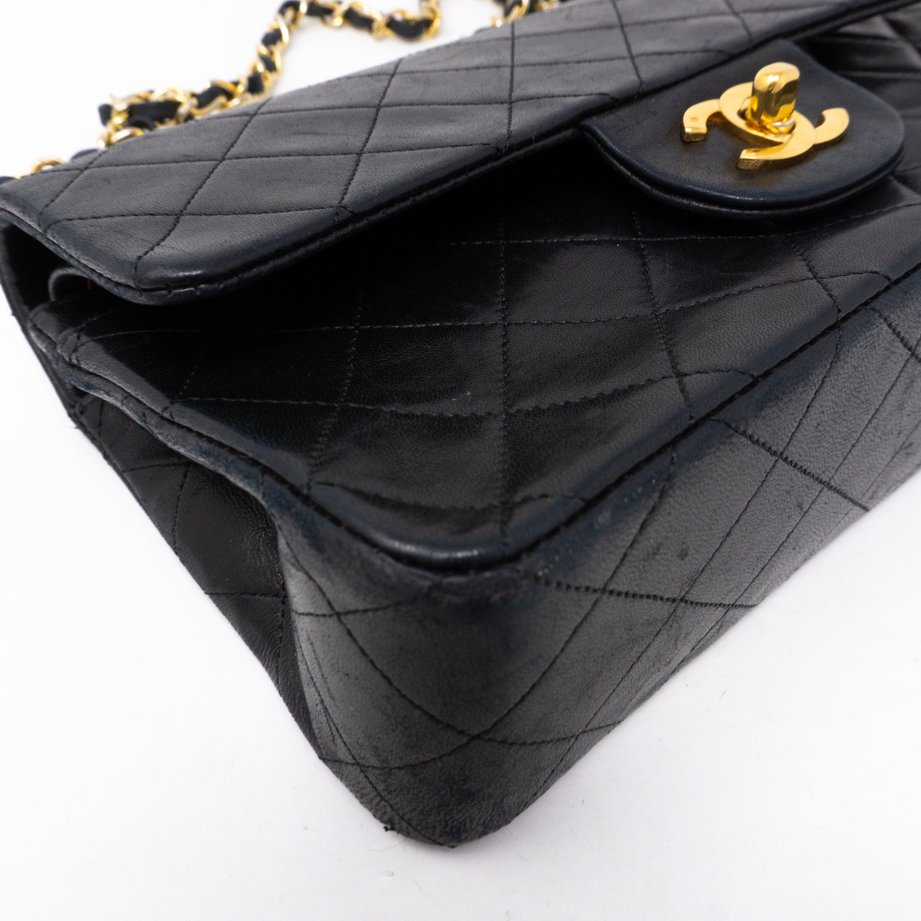 Classic Double Flap Small Black Gold
