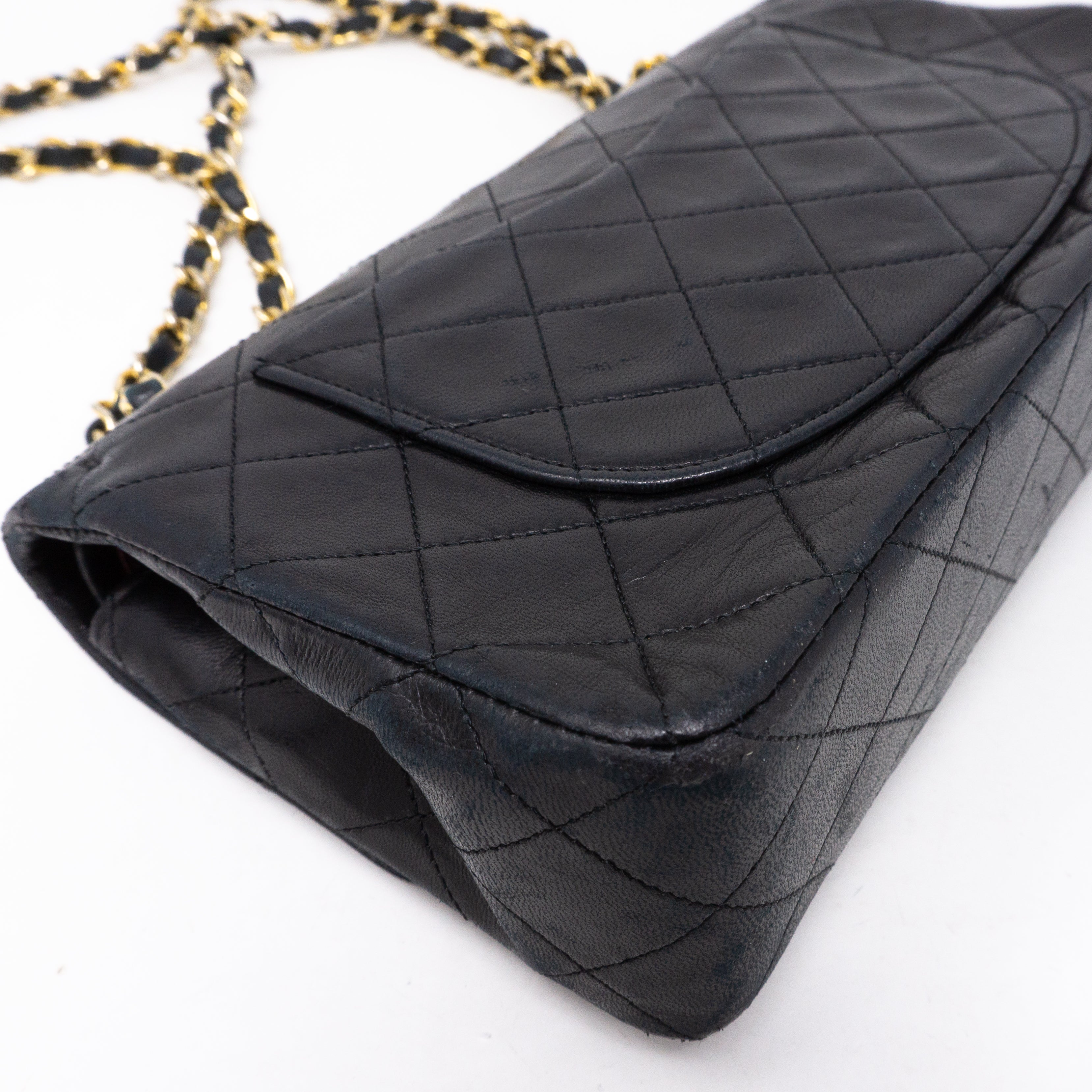 Classic Double Flap Small Black Gold