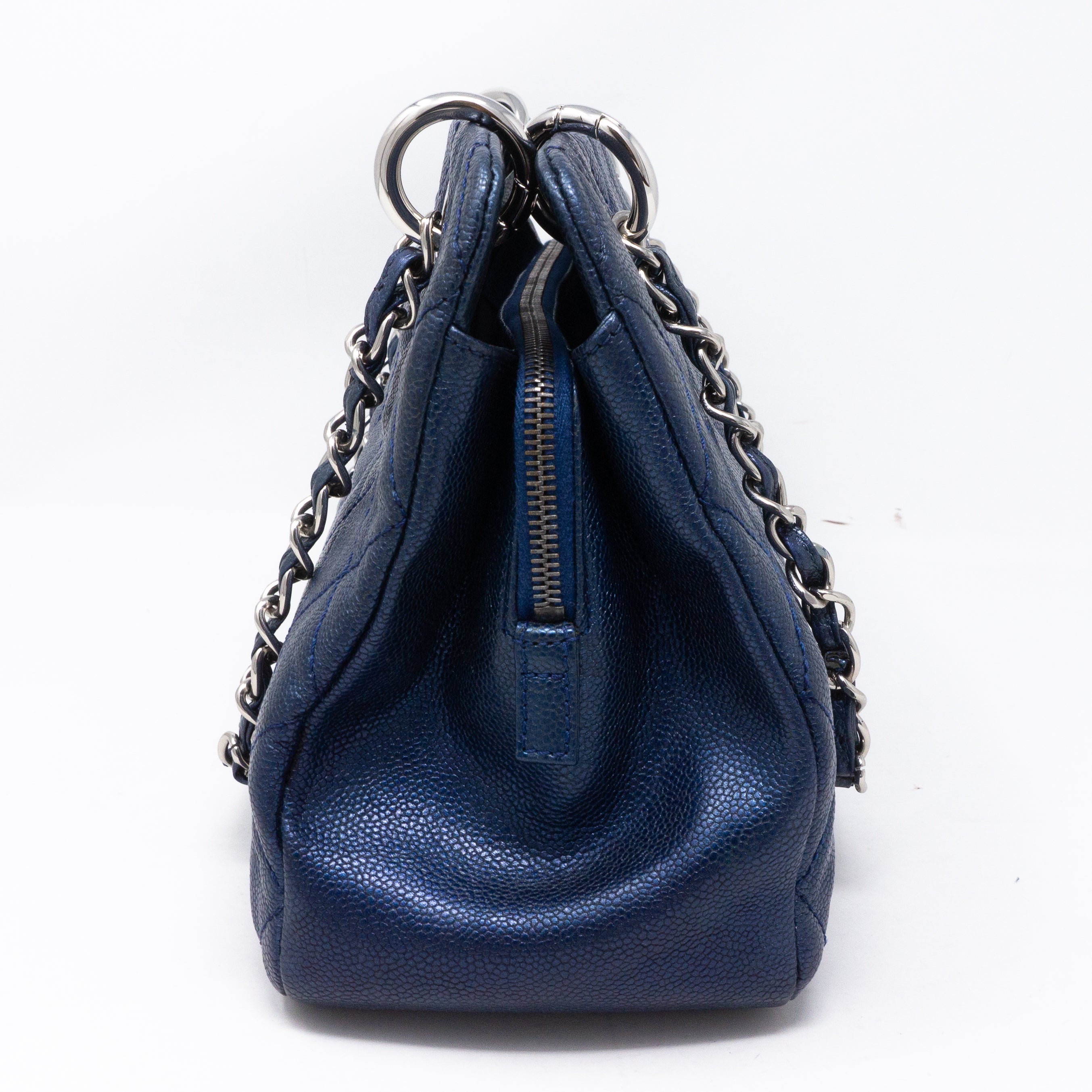 Quilted Shopping Tote Blue Caviar