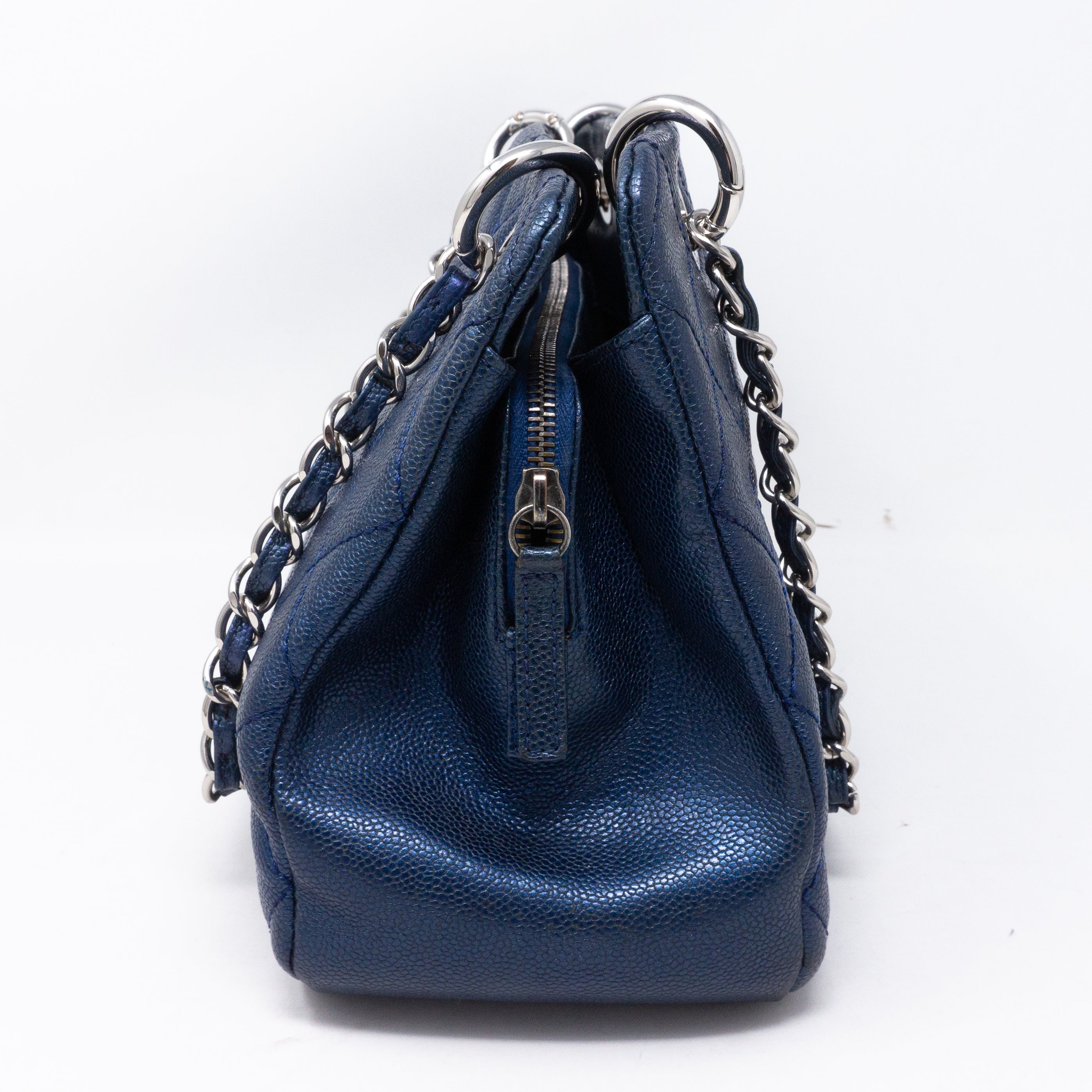 Quilted Shopping Tote Blue Caviar