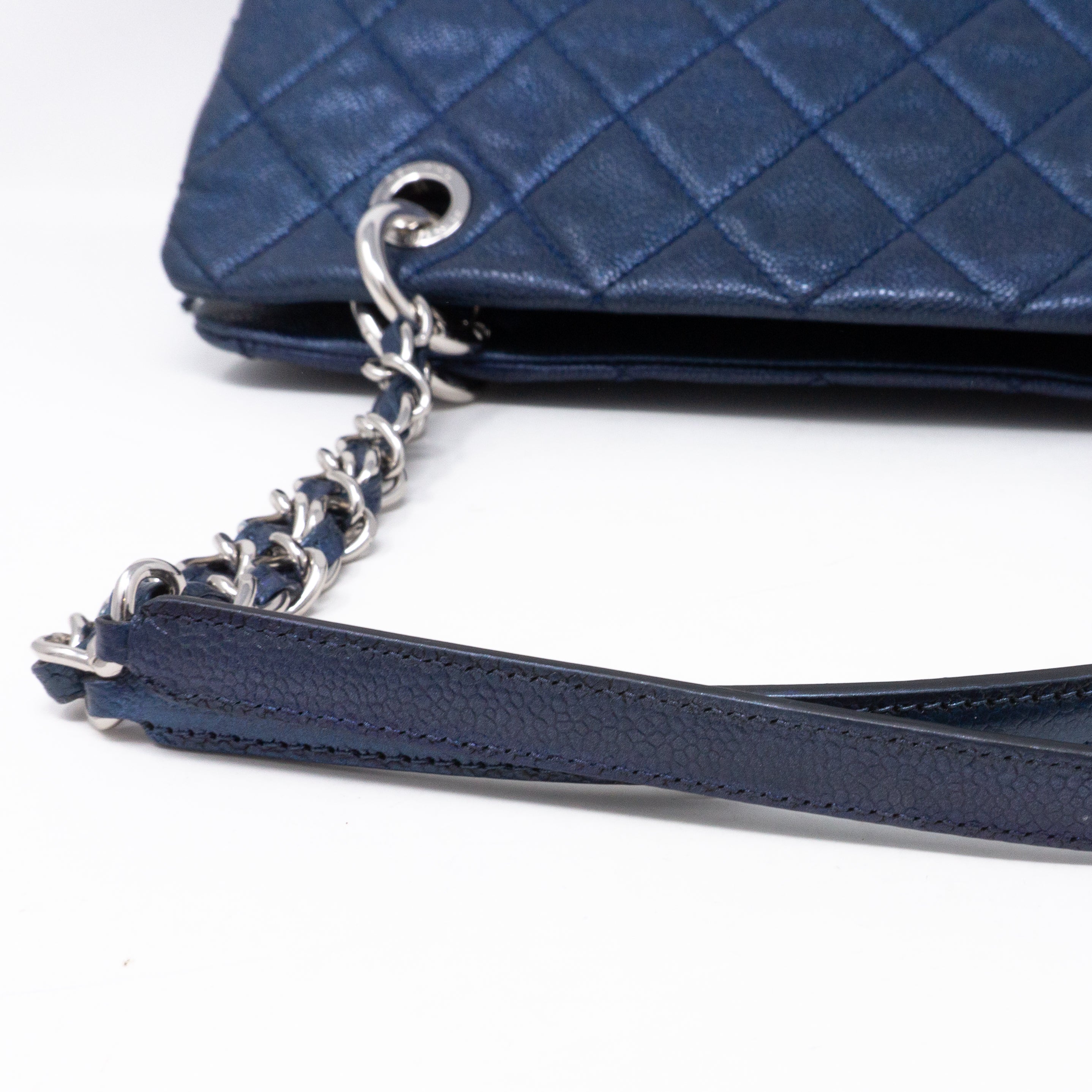 Quilted Shopping Tote Blue Caviar