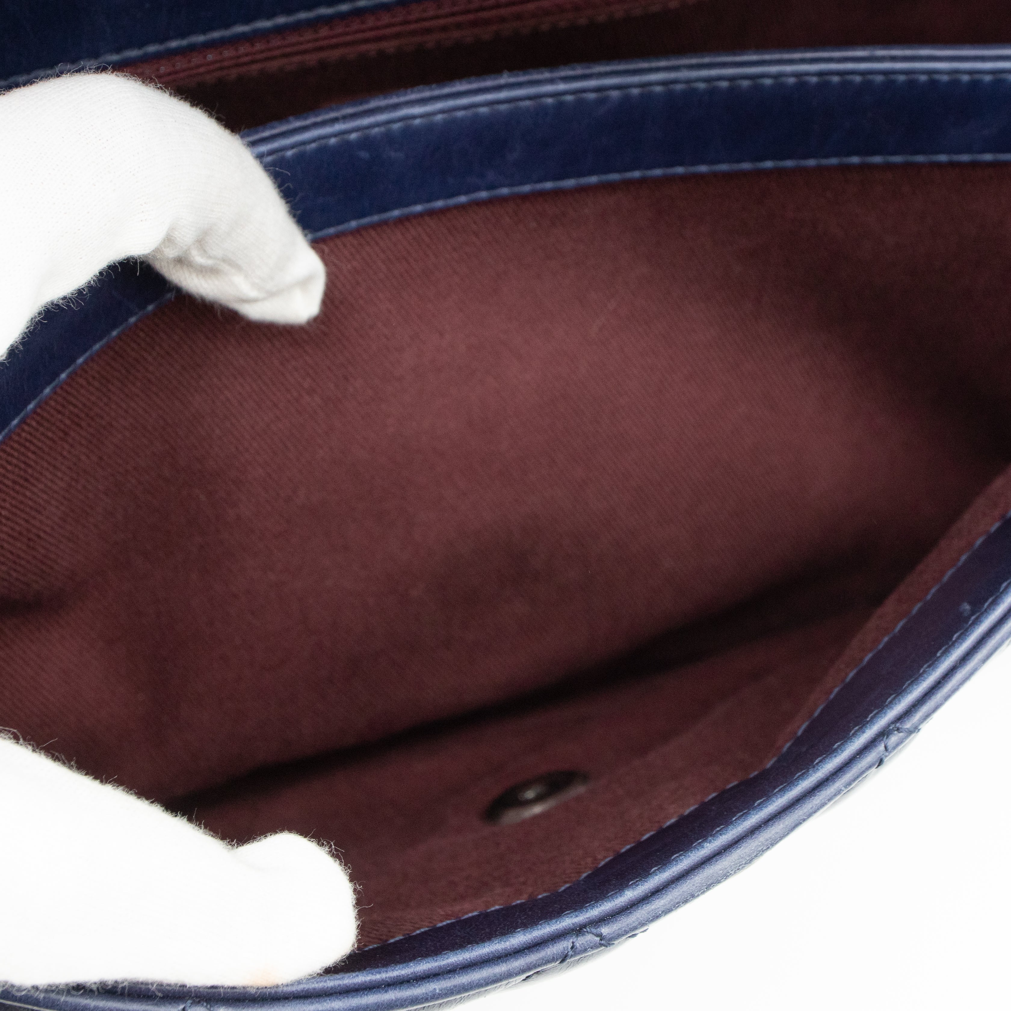 Perfect Edge Flap Large Navy Glazed Calfskin