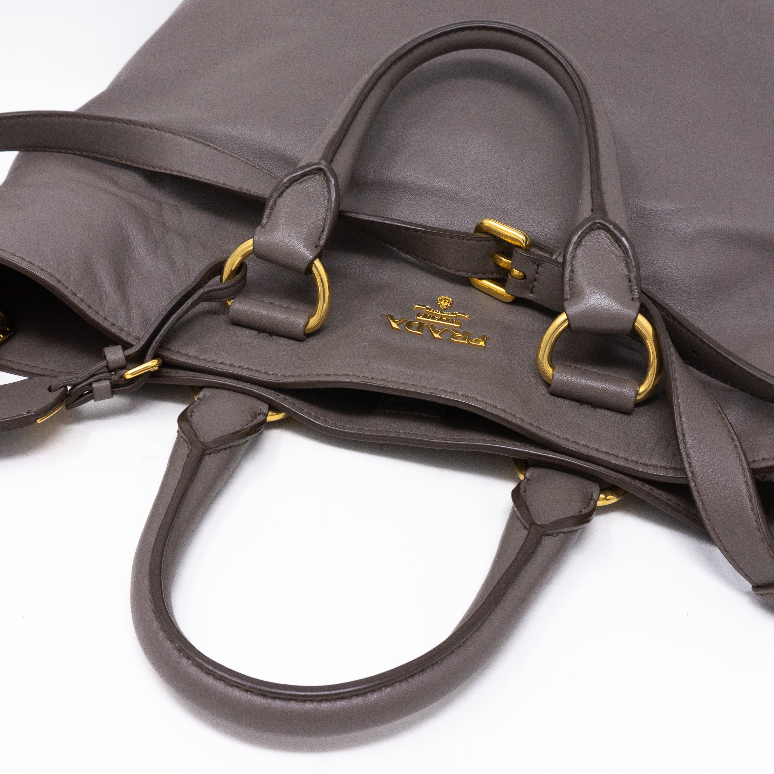 Large Shopping Tote Grey Leather