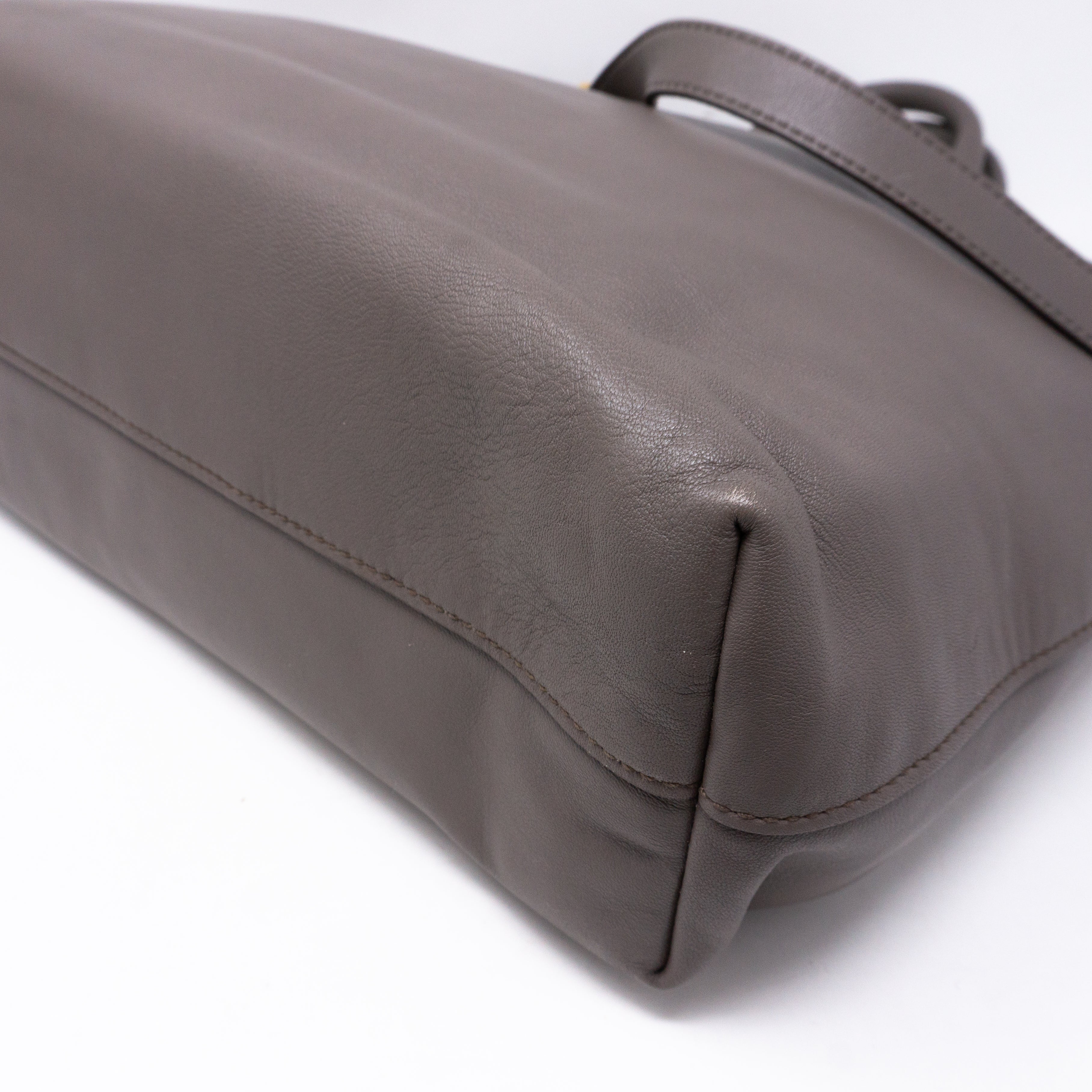 Large Shopping Tote Grey Leather