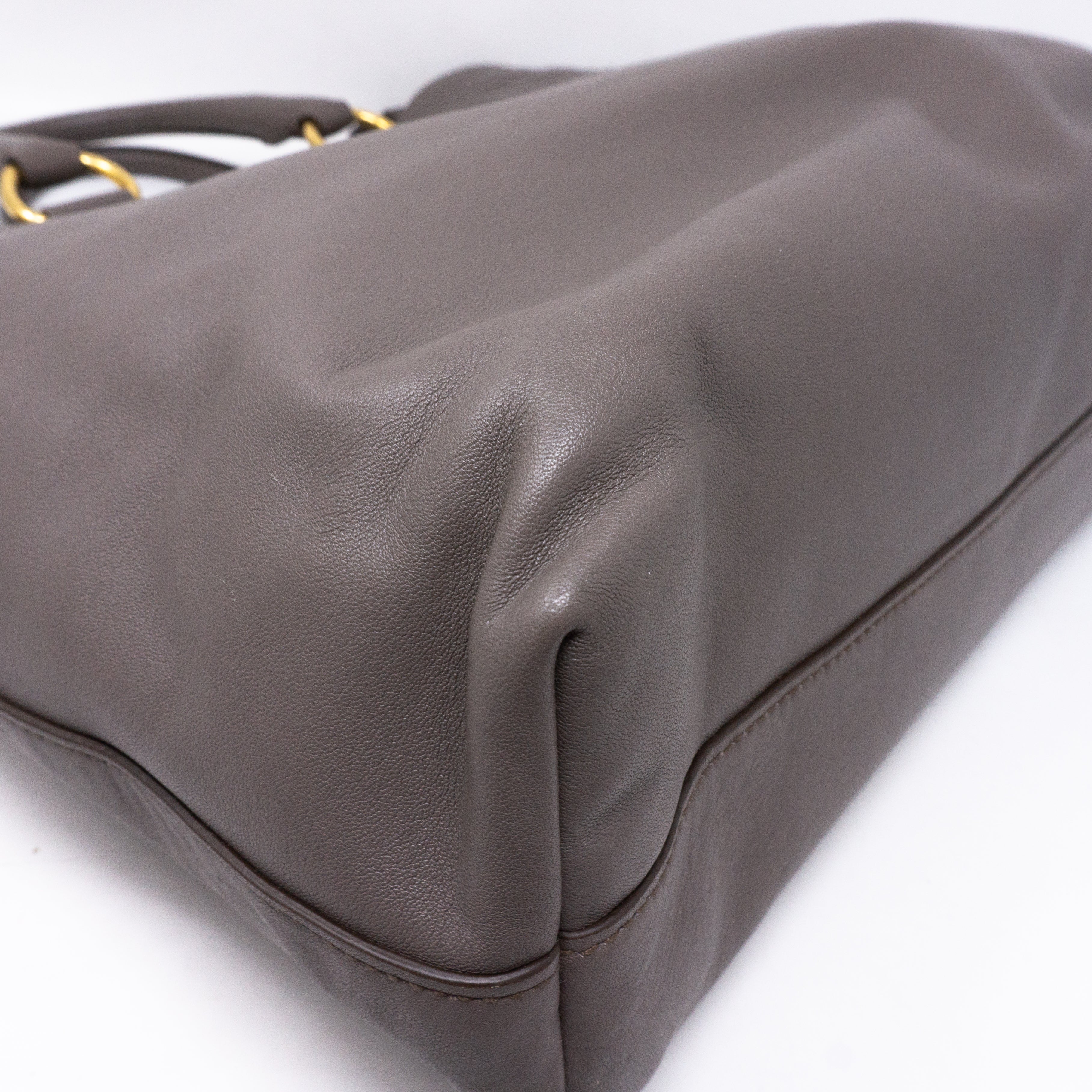 Large Shopping Tote Grey Leather