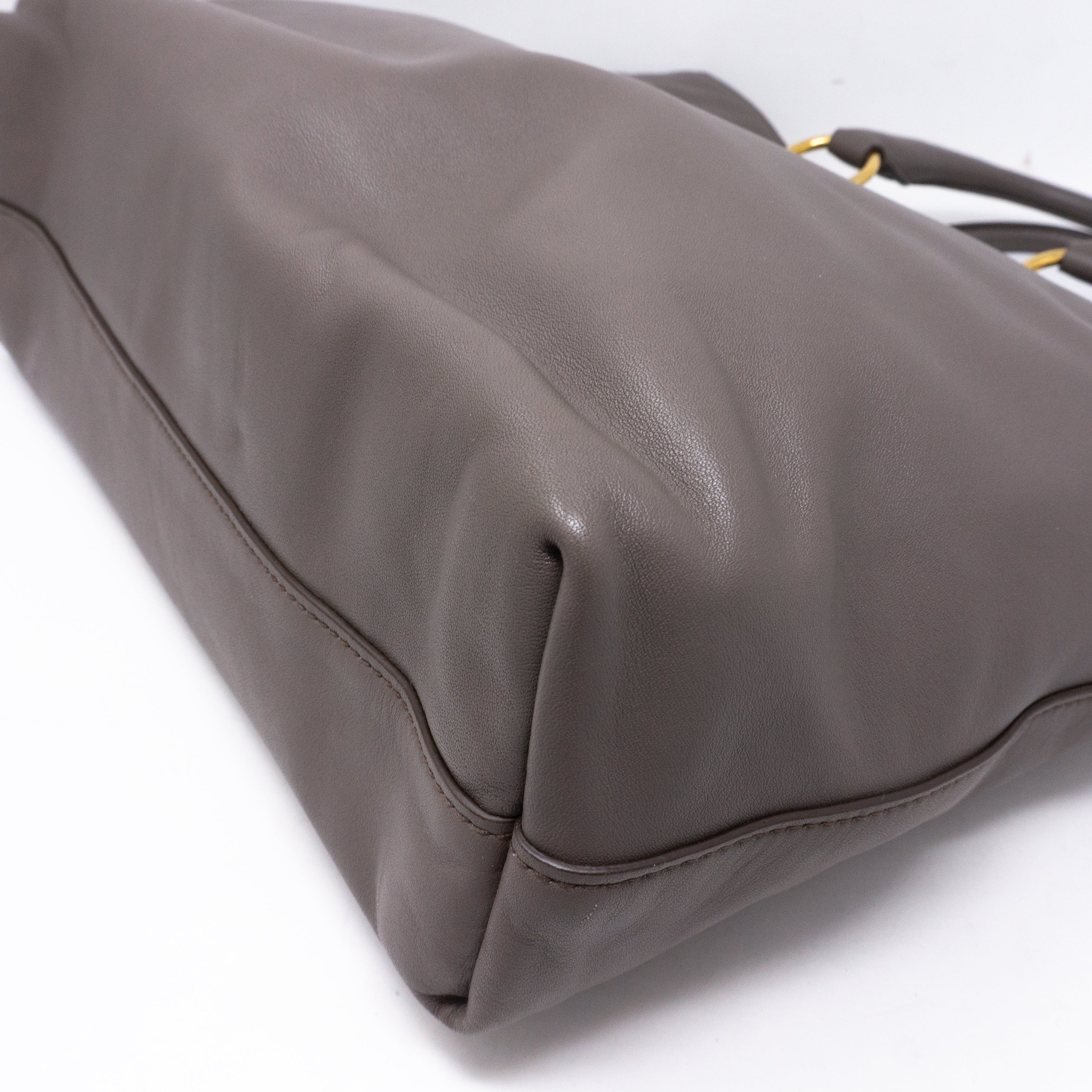 Large Shopping Tote Grey Leather