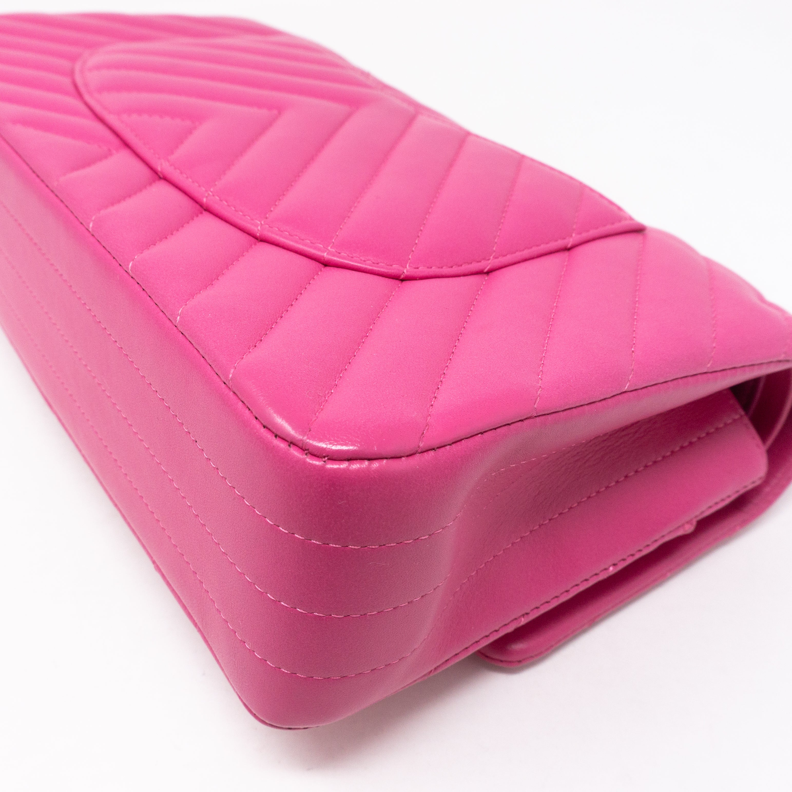 Classic Double Flap Medium Chevron Pink Gold