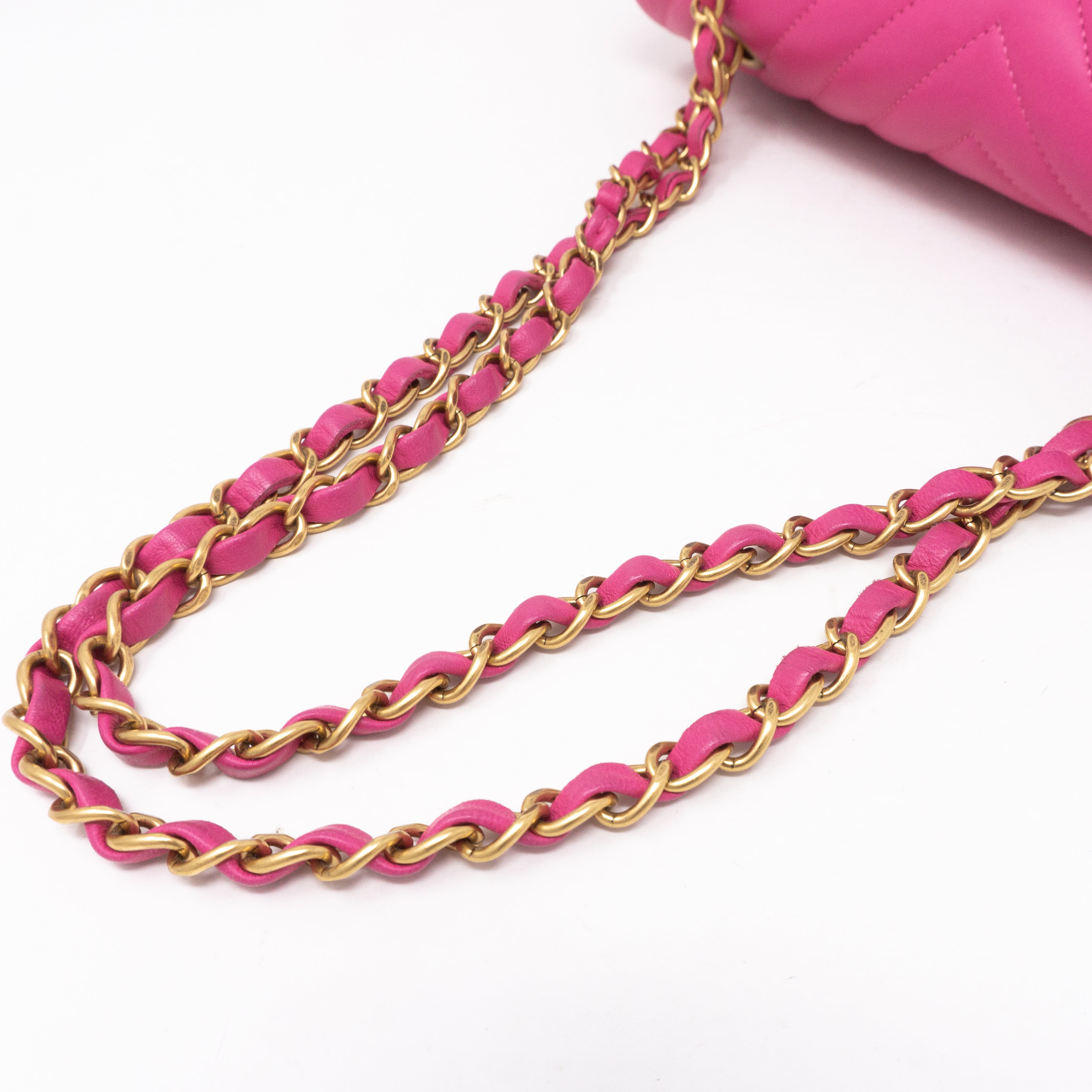 Classic Double Flap Medium Chevron Pink Gold