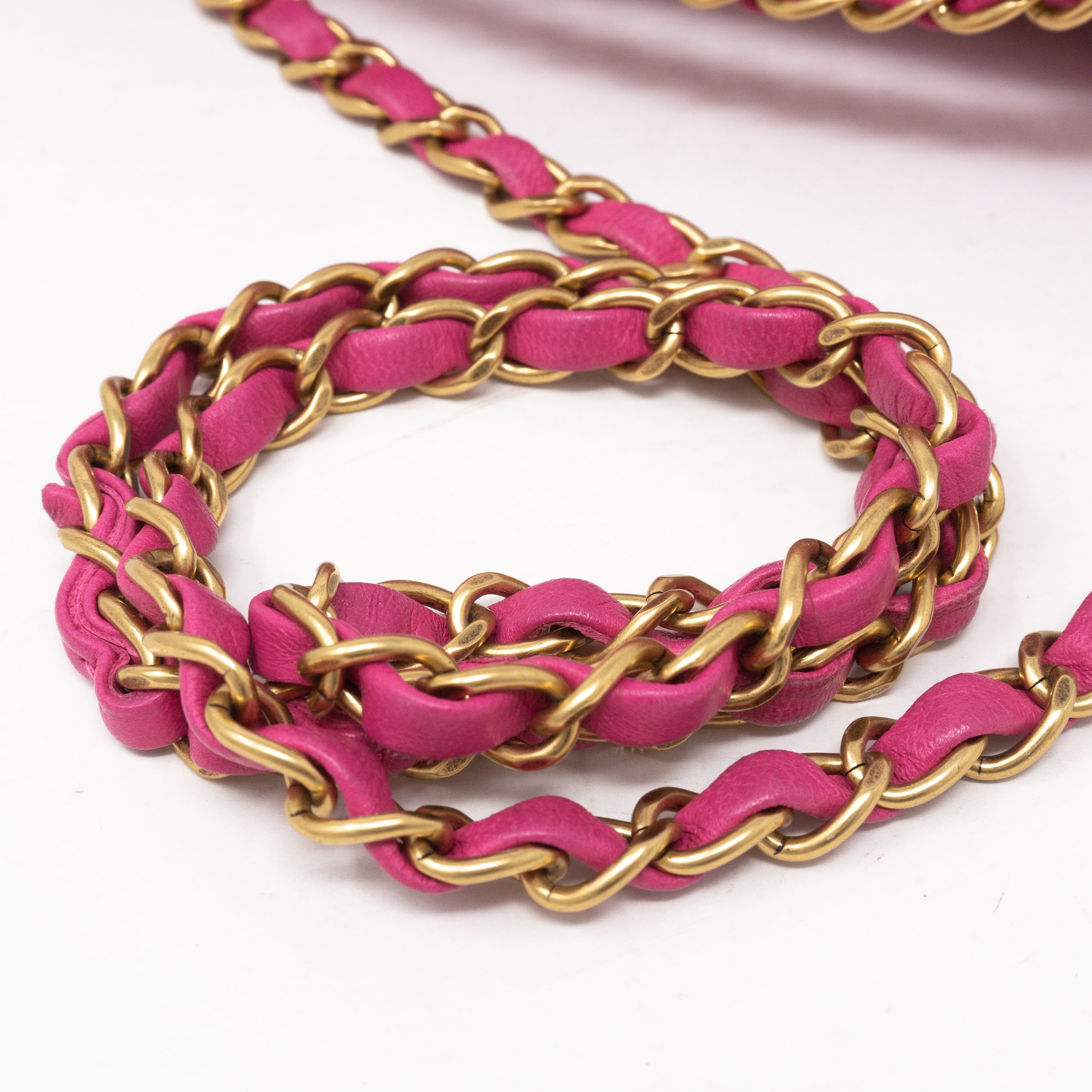 Classic Double Flap Medium Chevron Pink Gold