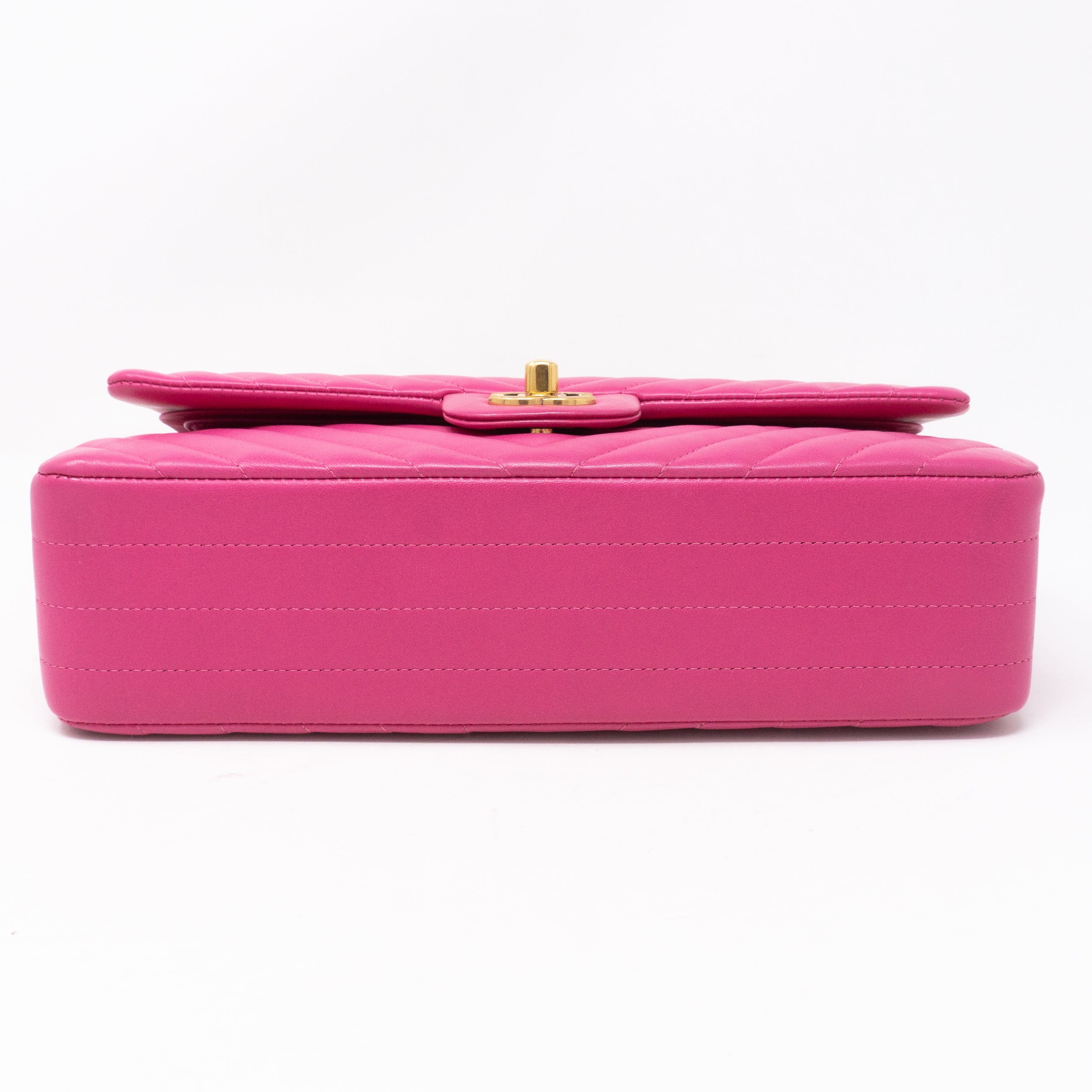 Classic Double Flap Medium Chevron Pink Gold