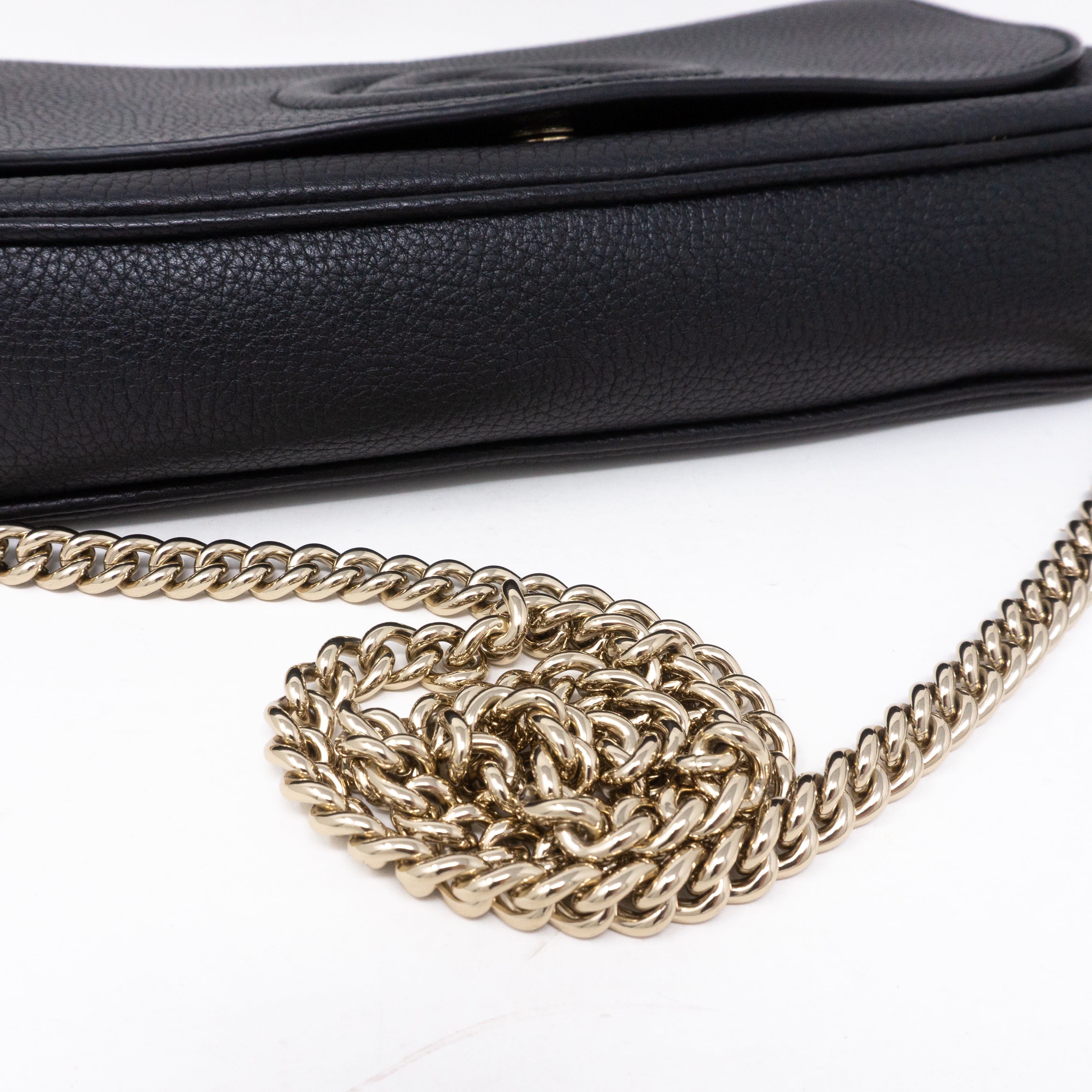 Soho Flap Chain Tassel Bag Black Leather