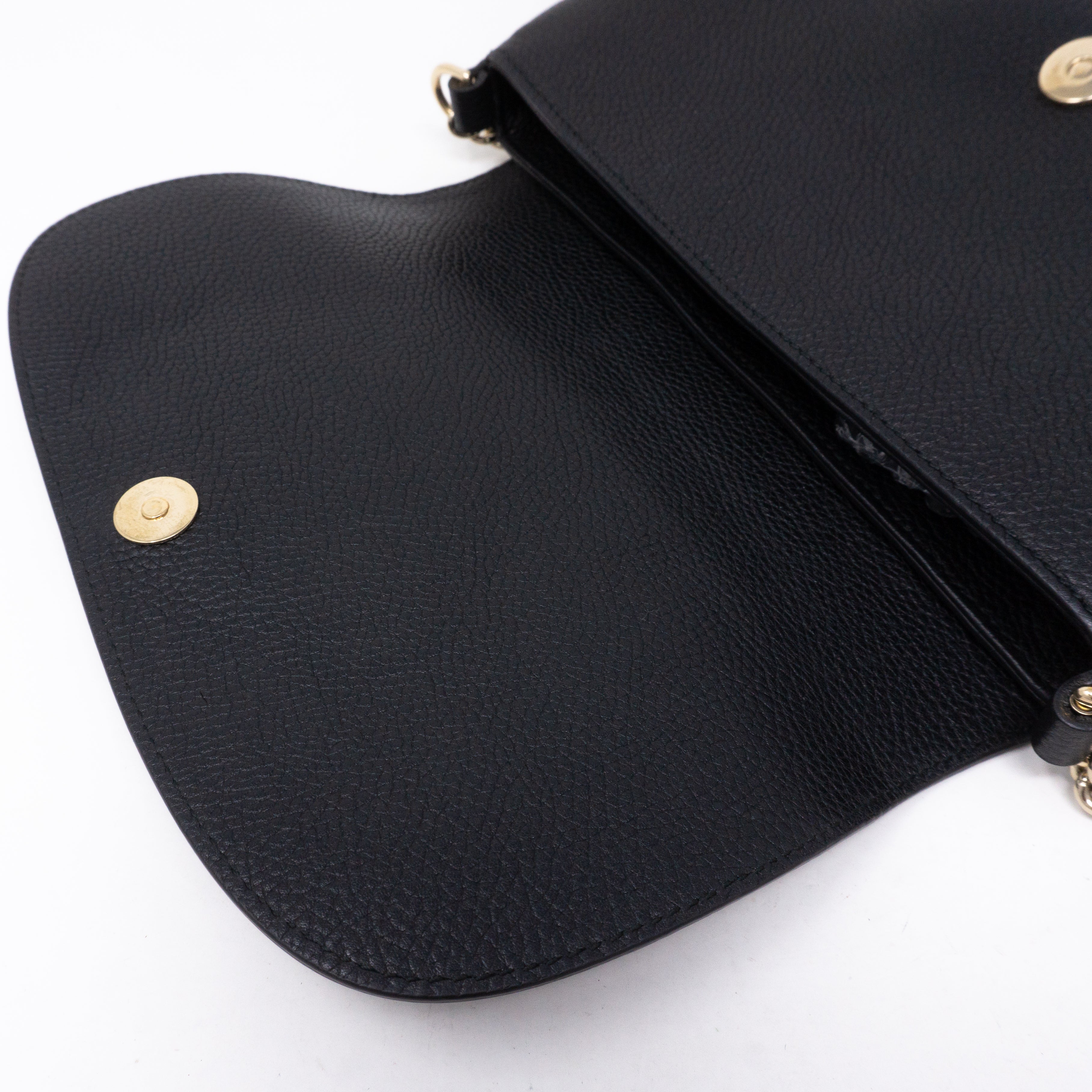 Soho Flap Chain Tassel Bag Black Leather