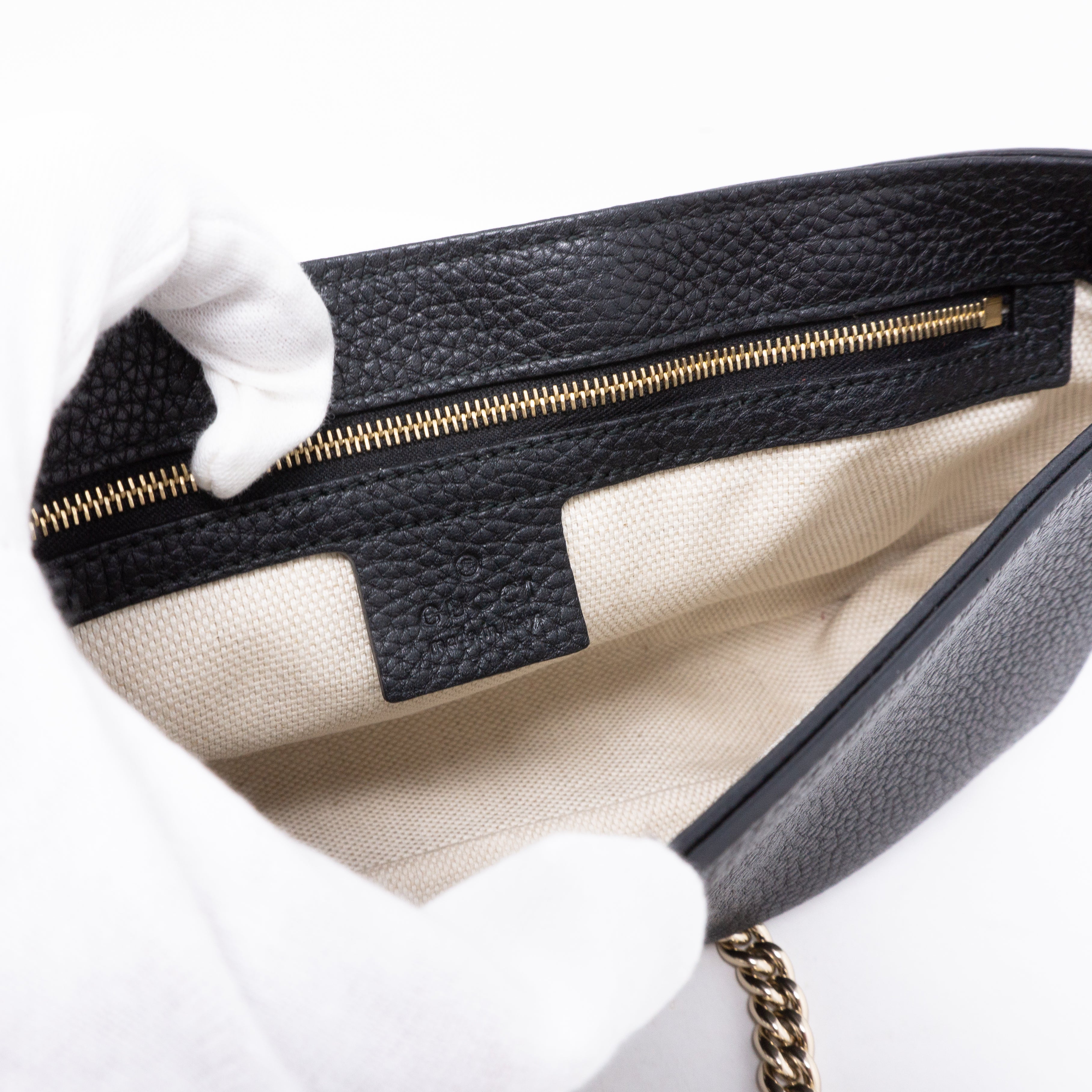 Soho Flap Chain Tassel Bag Black Leather