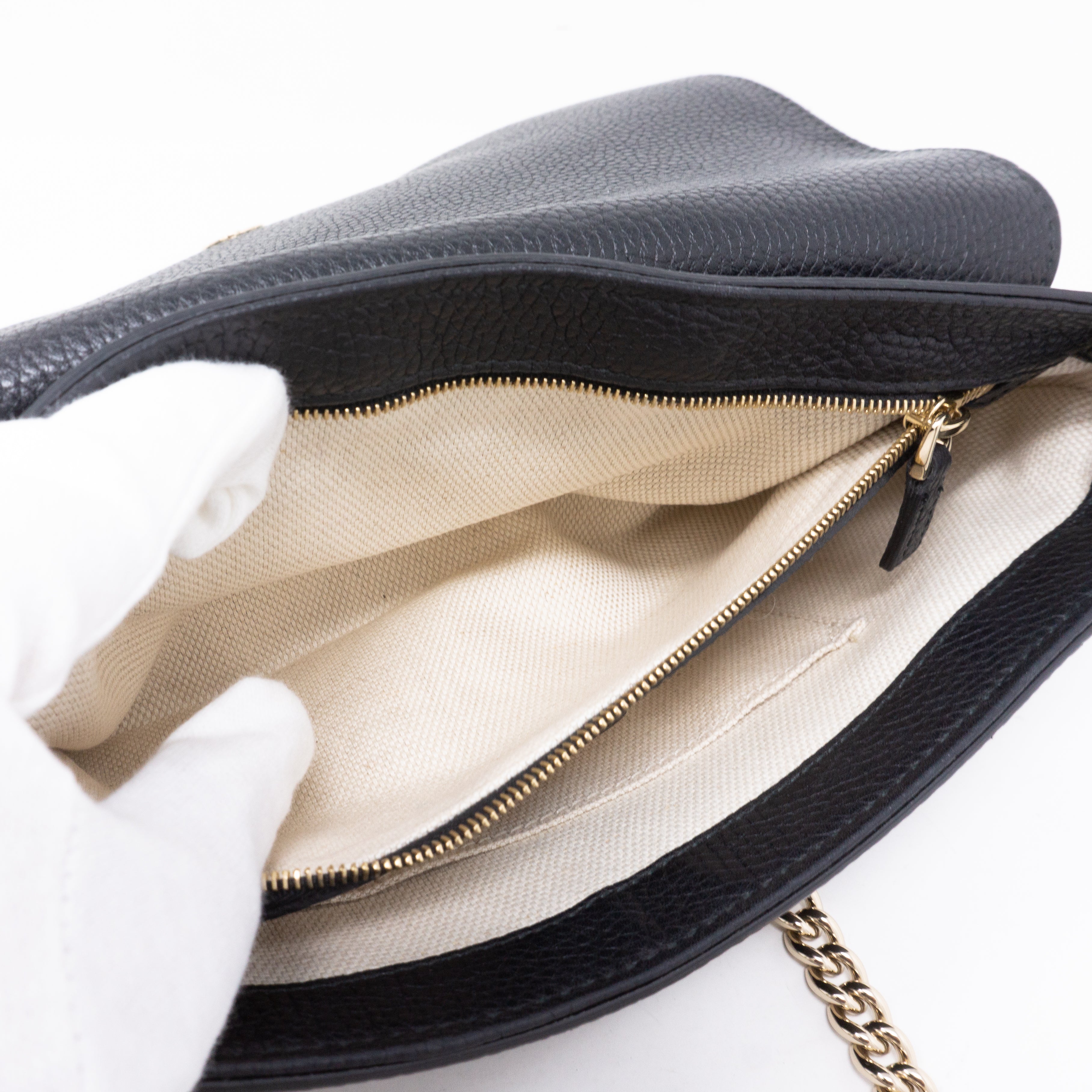 Soho Flap Chain Tassel Bag Black Leather