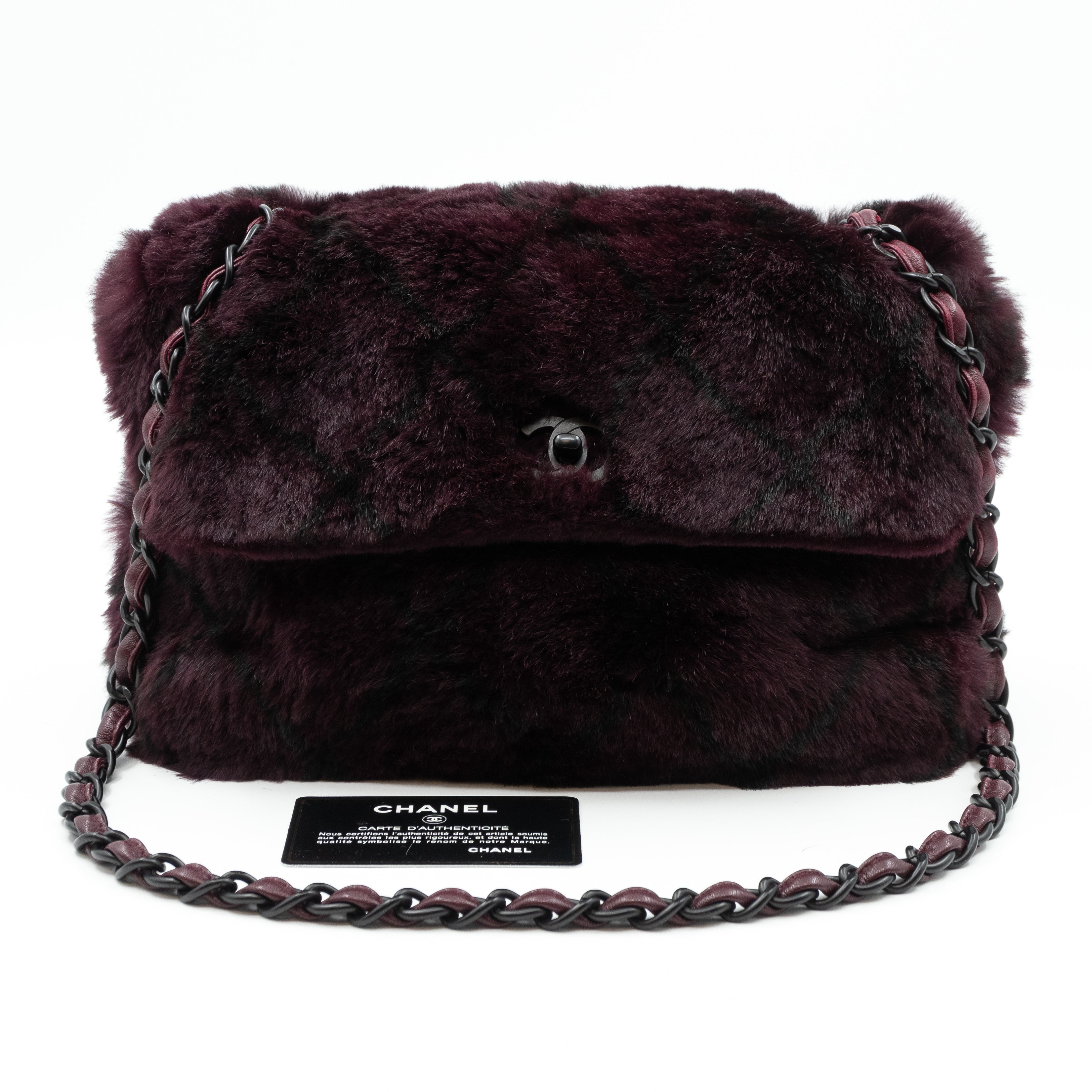 Flap Bag Dark Red Lapin Fur