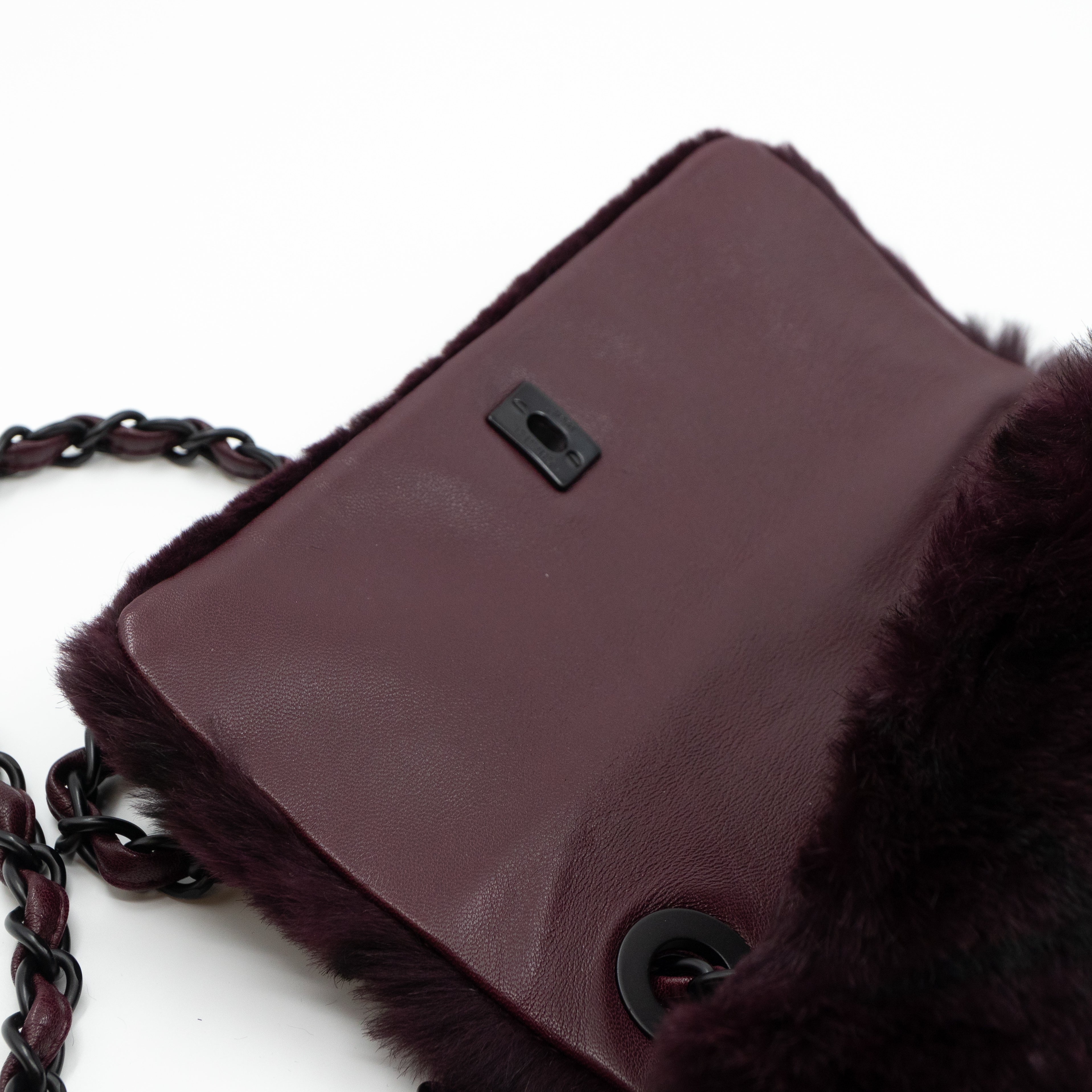 Flap Bag Dark Red Lapin Fur