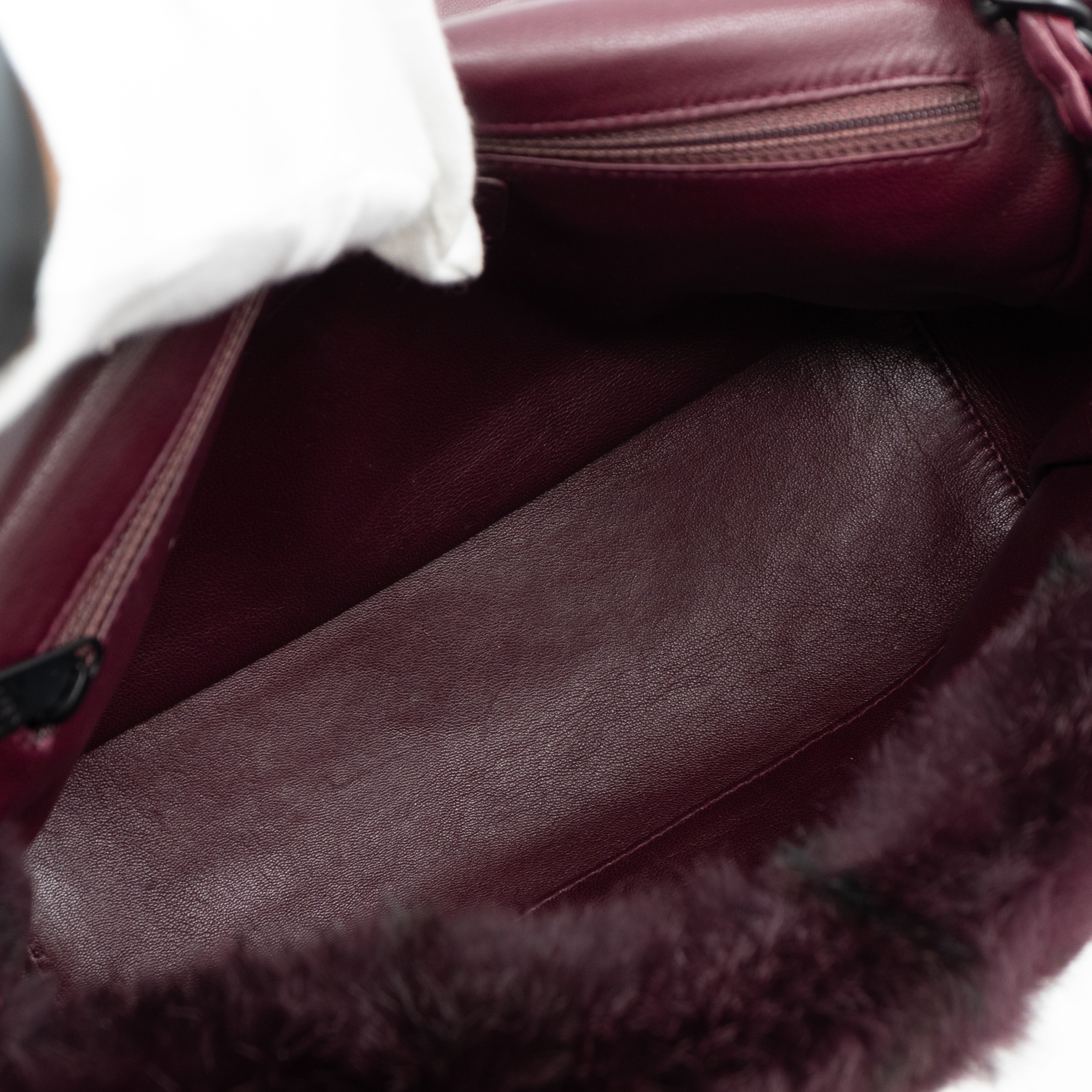 Flap Bag Dark Red Lapin Fur