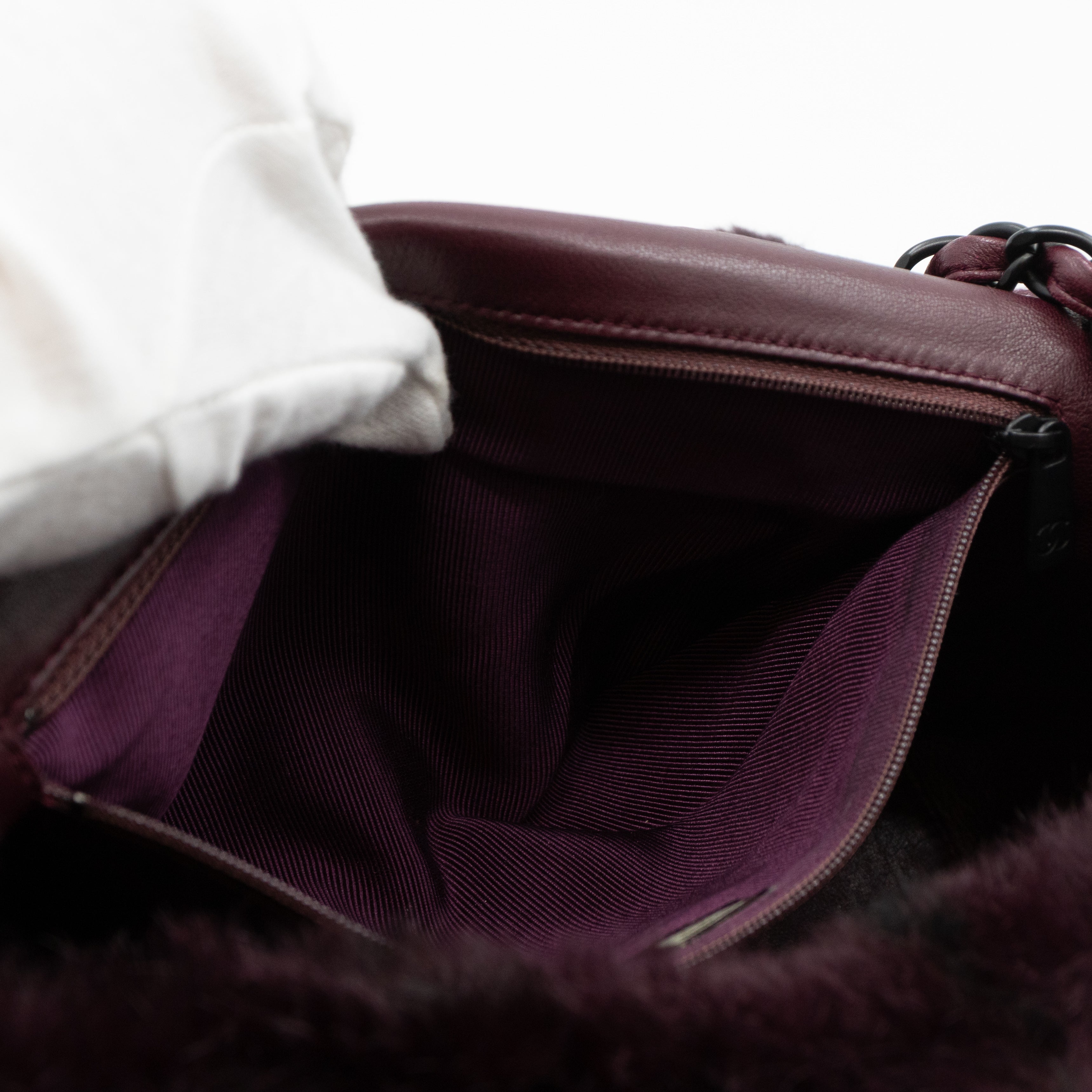 Flap Bag Dark Red Lapin Fur