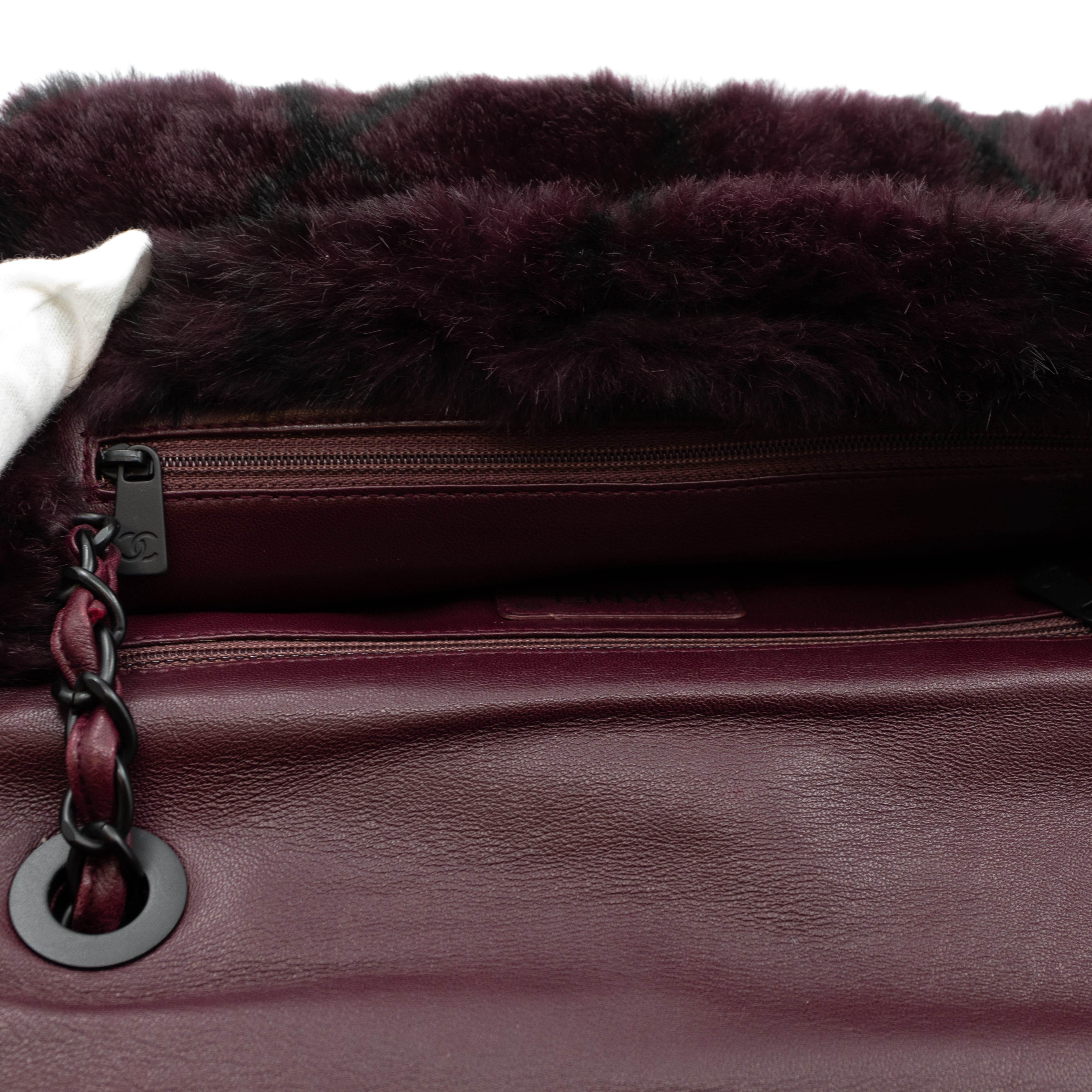 Flap Bag Dark Red Lapin Fur