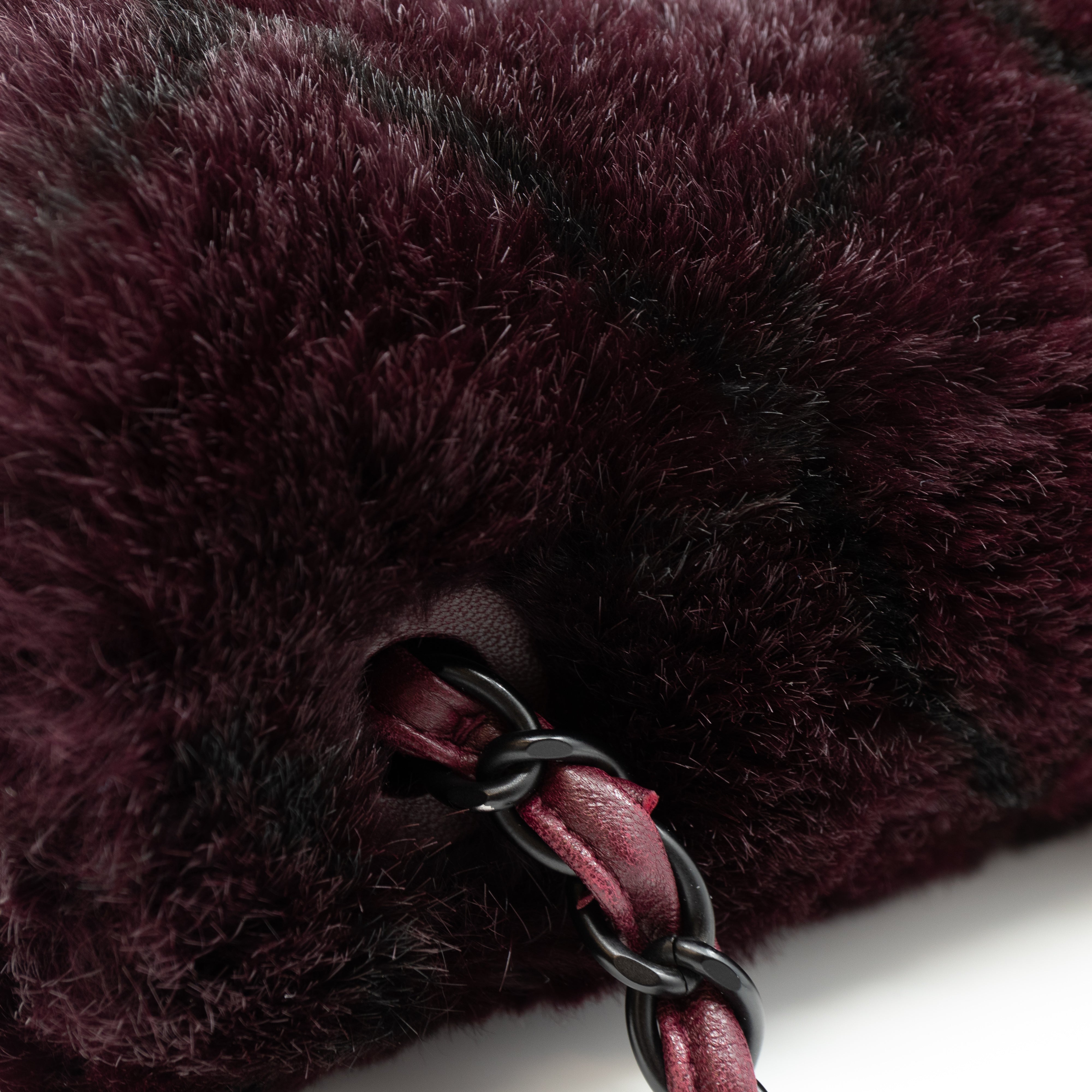 Flap Bag Dark Red Lapin Fur