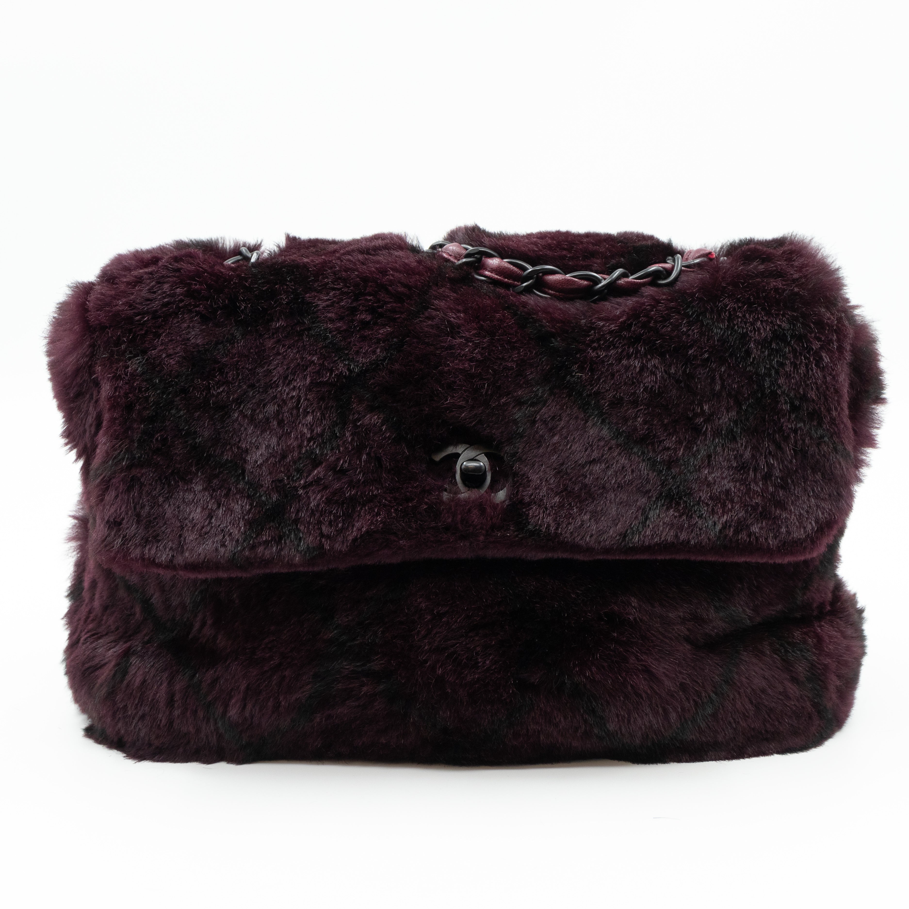 Flap Bag Dark Red Lapin Fur