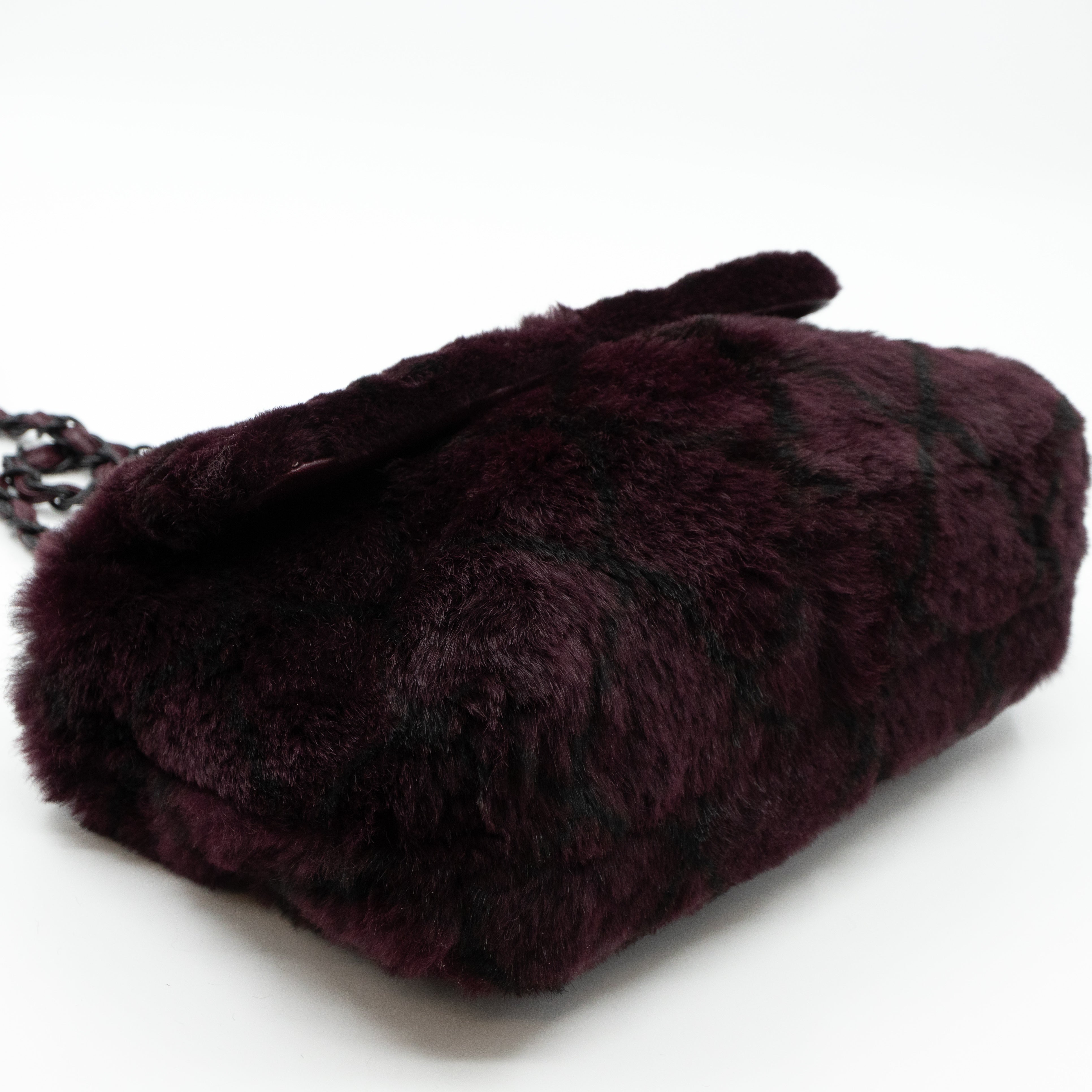 Flap Bag Dark Red Lapin Fur