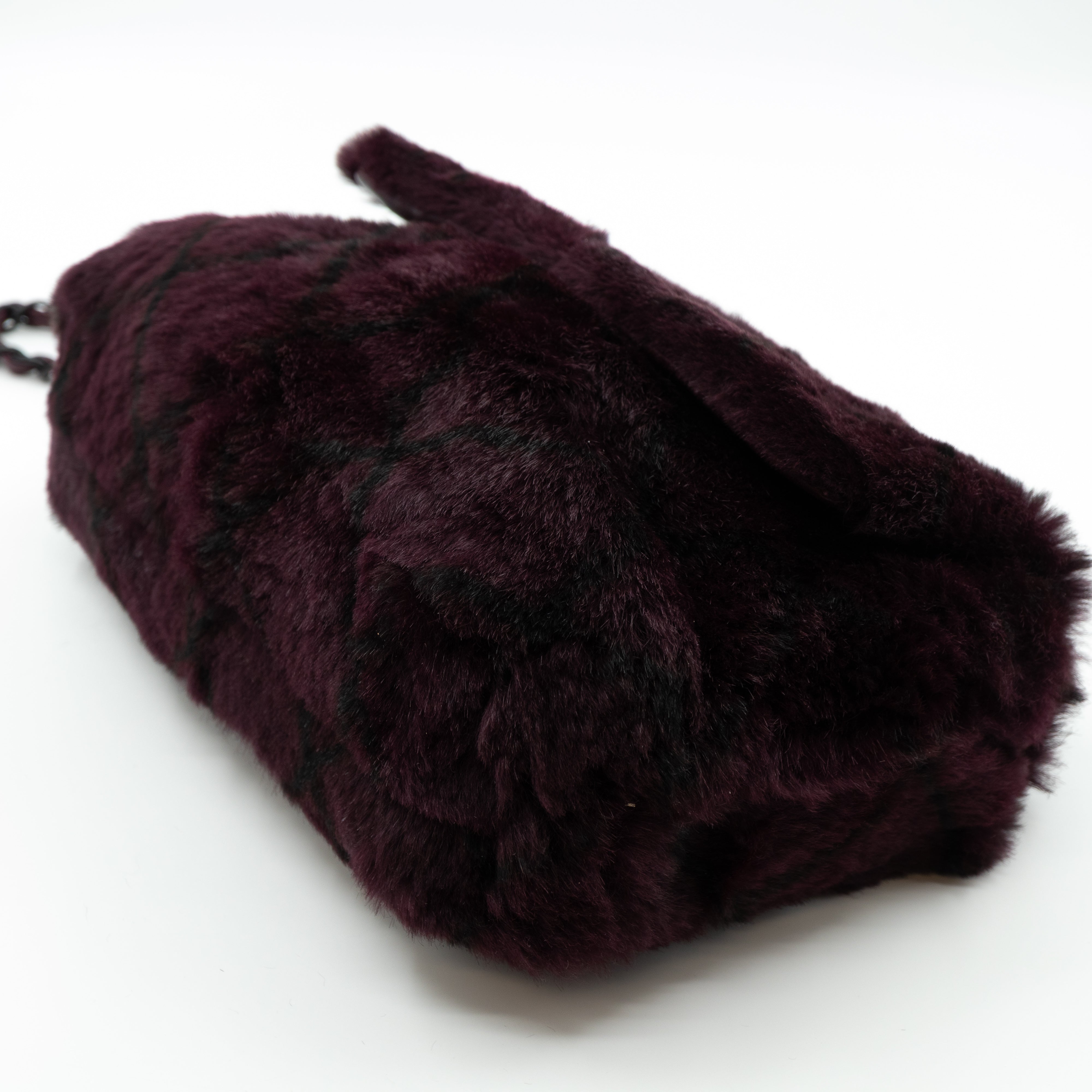 Flap Bag Dark Red Lapin Fur