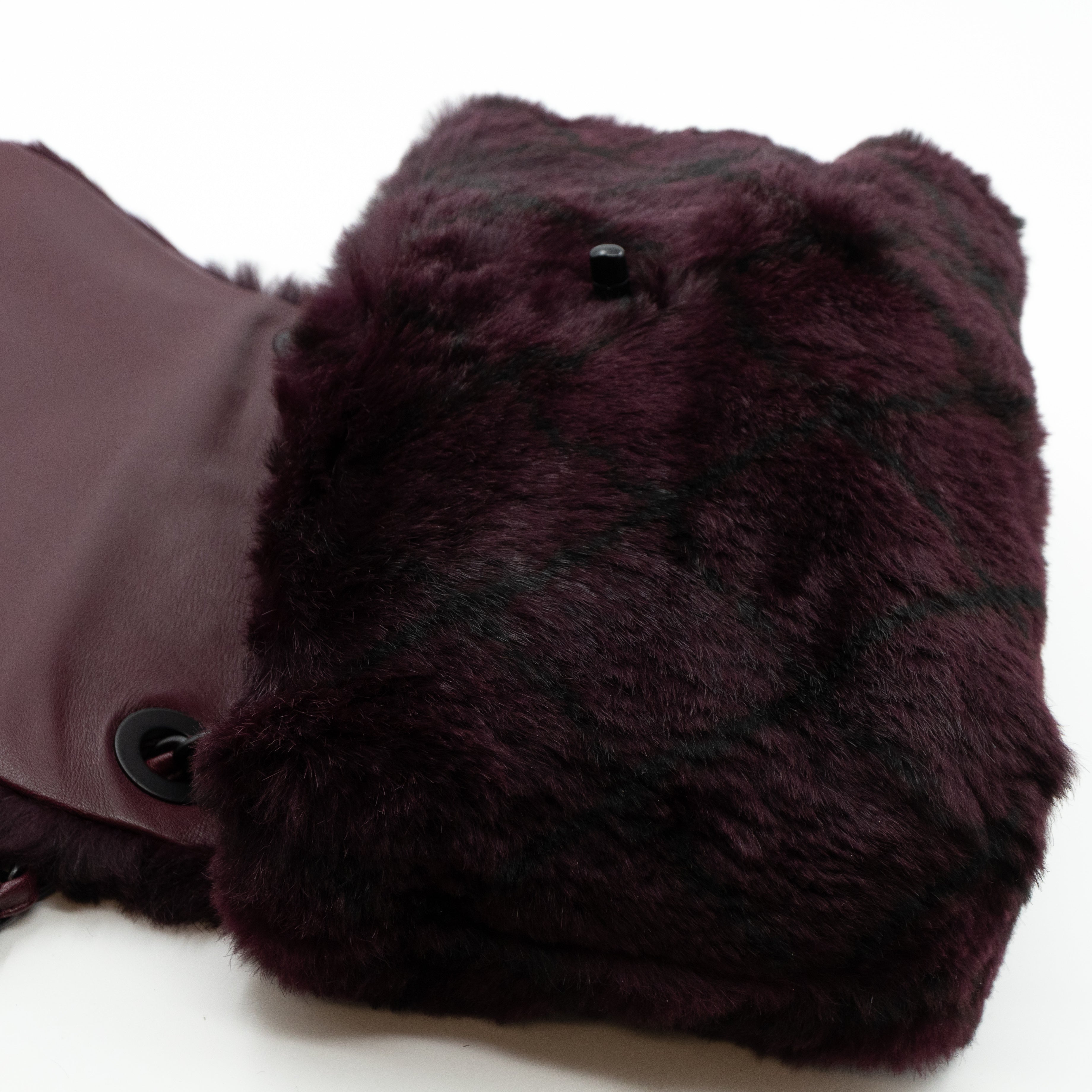 Flap Bag Dark Red Lapin Fur