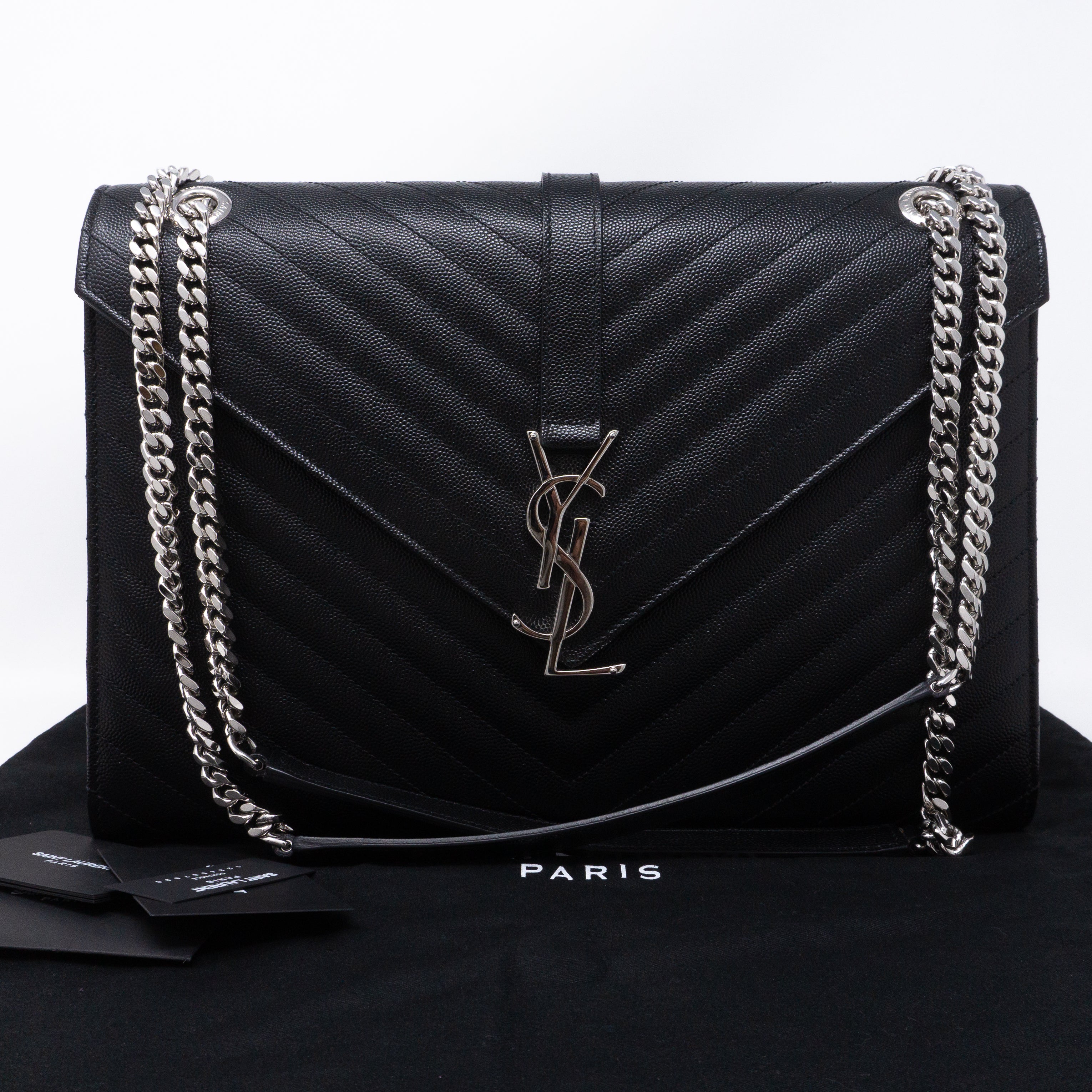 Envelope Large Chevron Leather Black