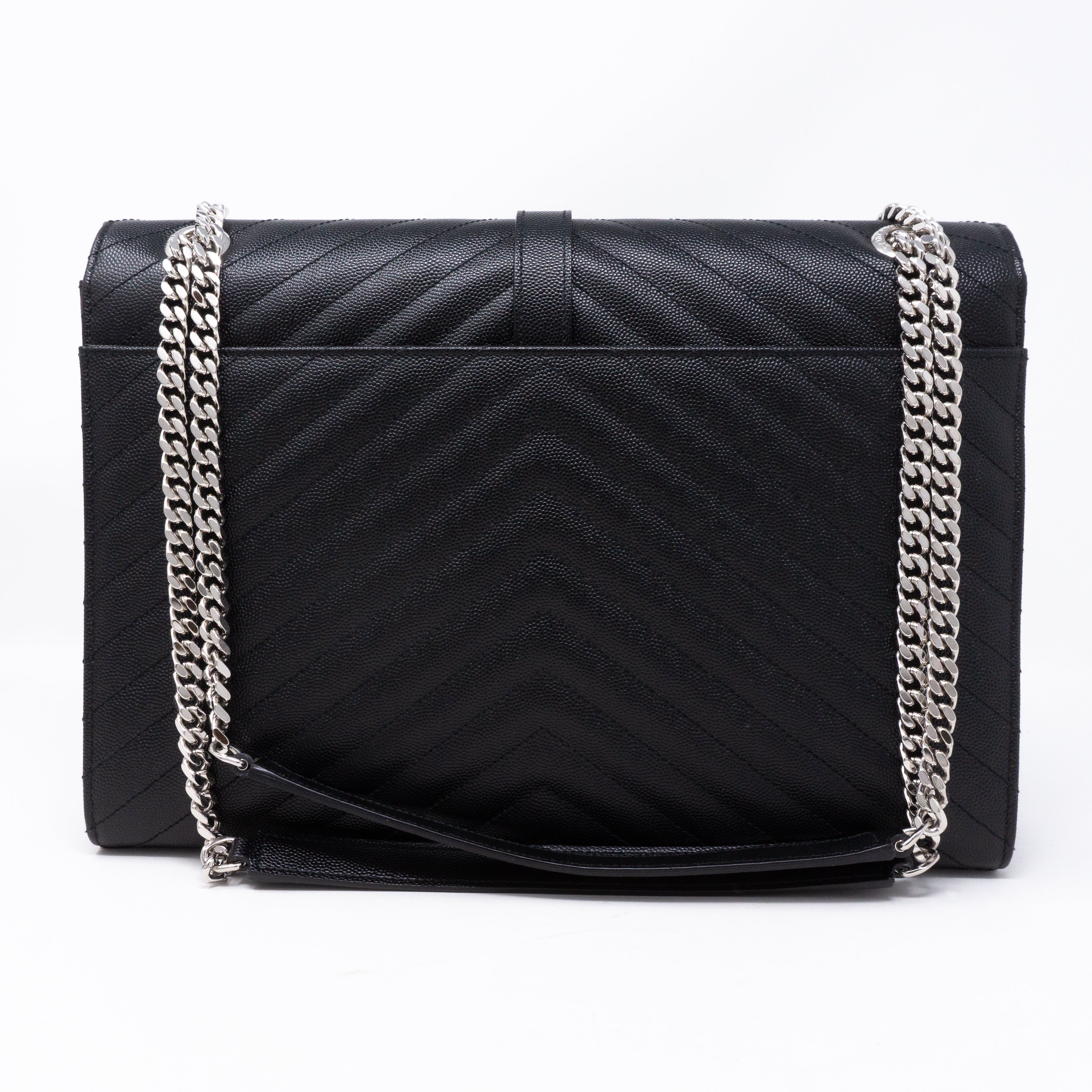 Envelope Large Chevron Leather Black