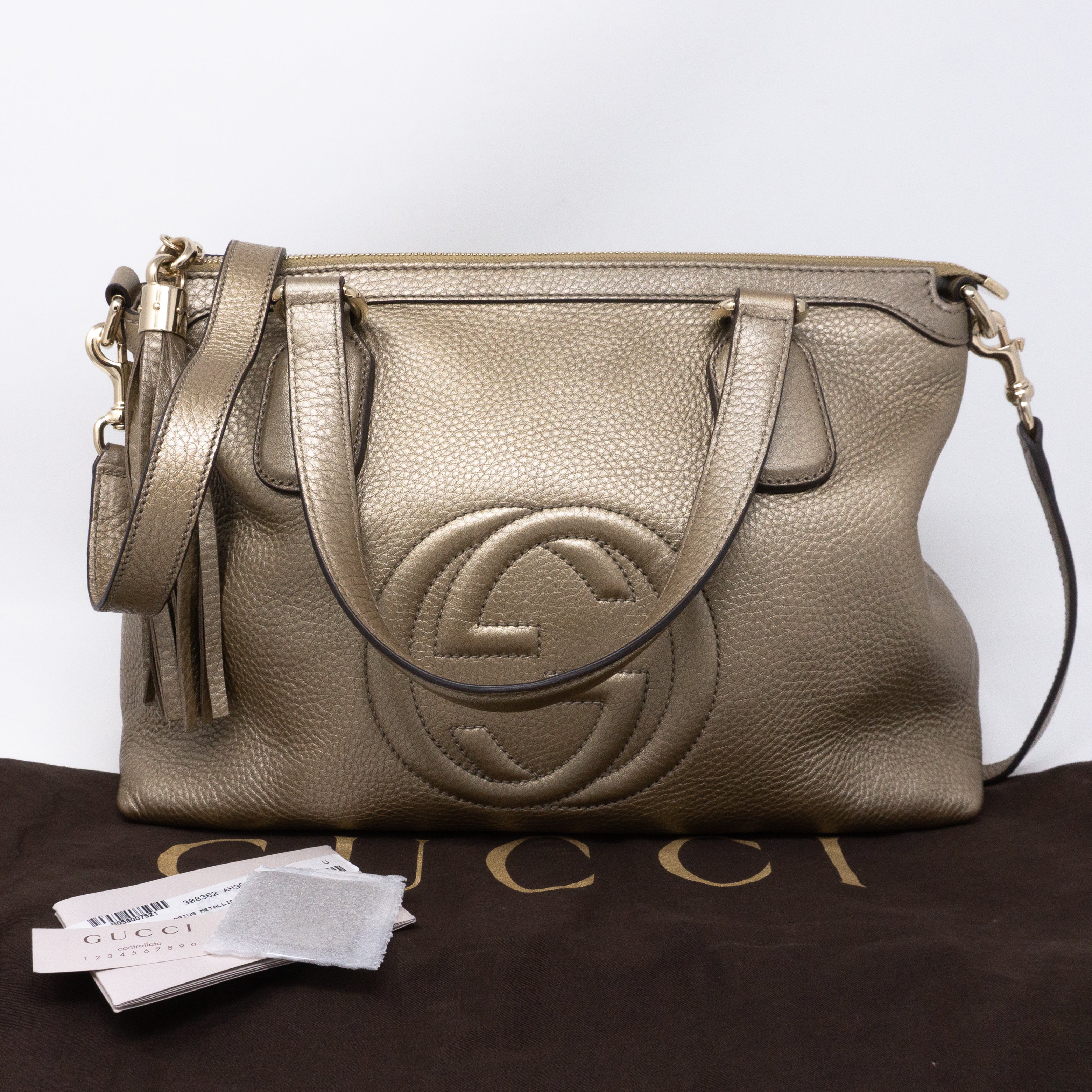 Gucci soho leather on sale top handle bag