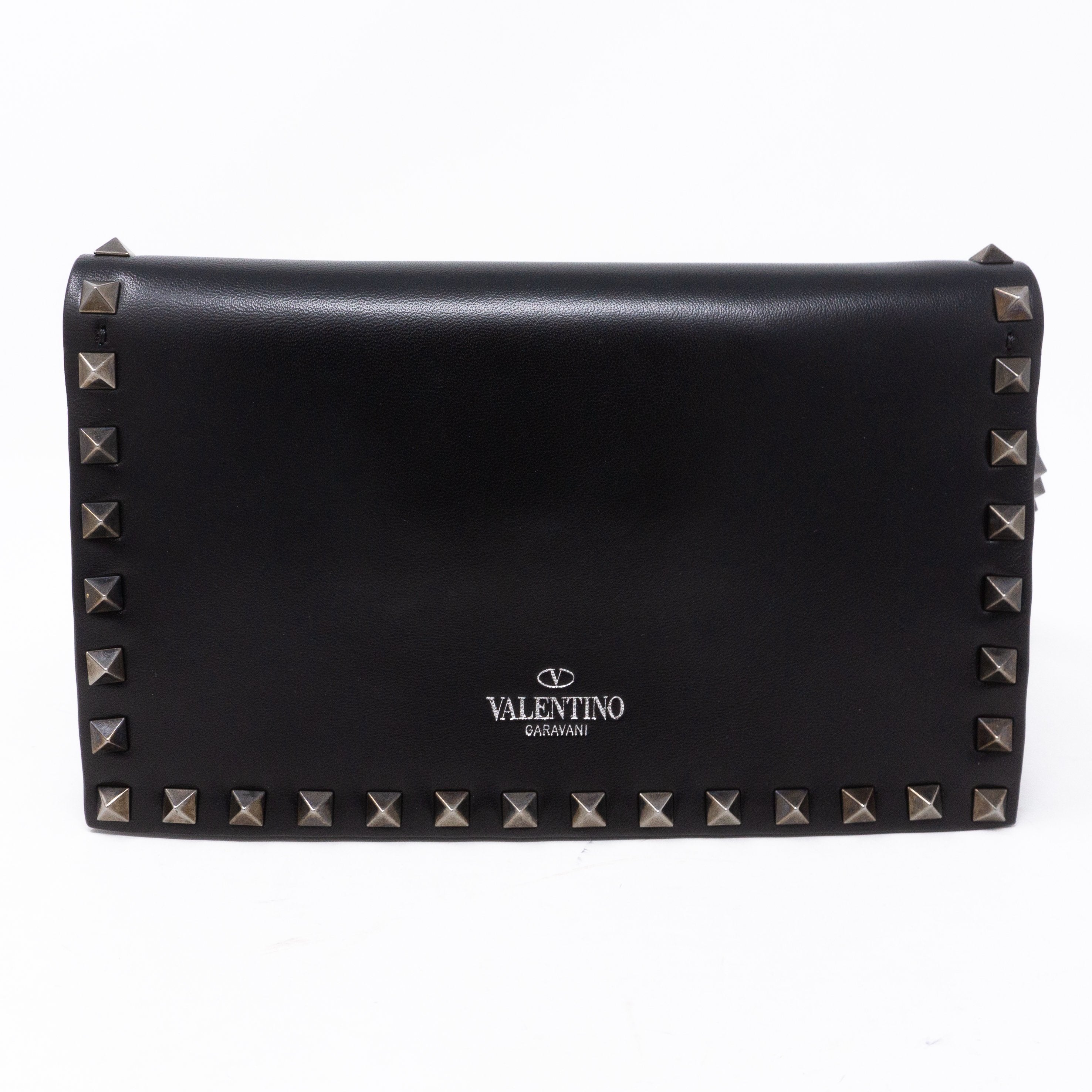 Rockstud Bracelet Flap Clutch Black
