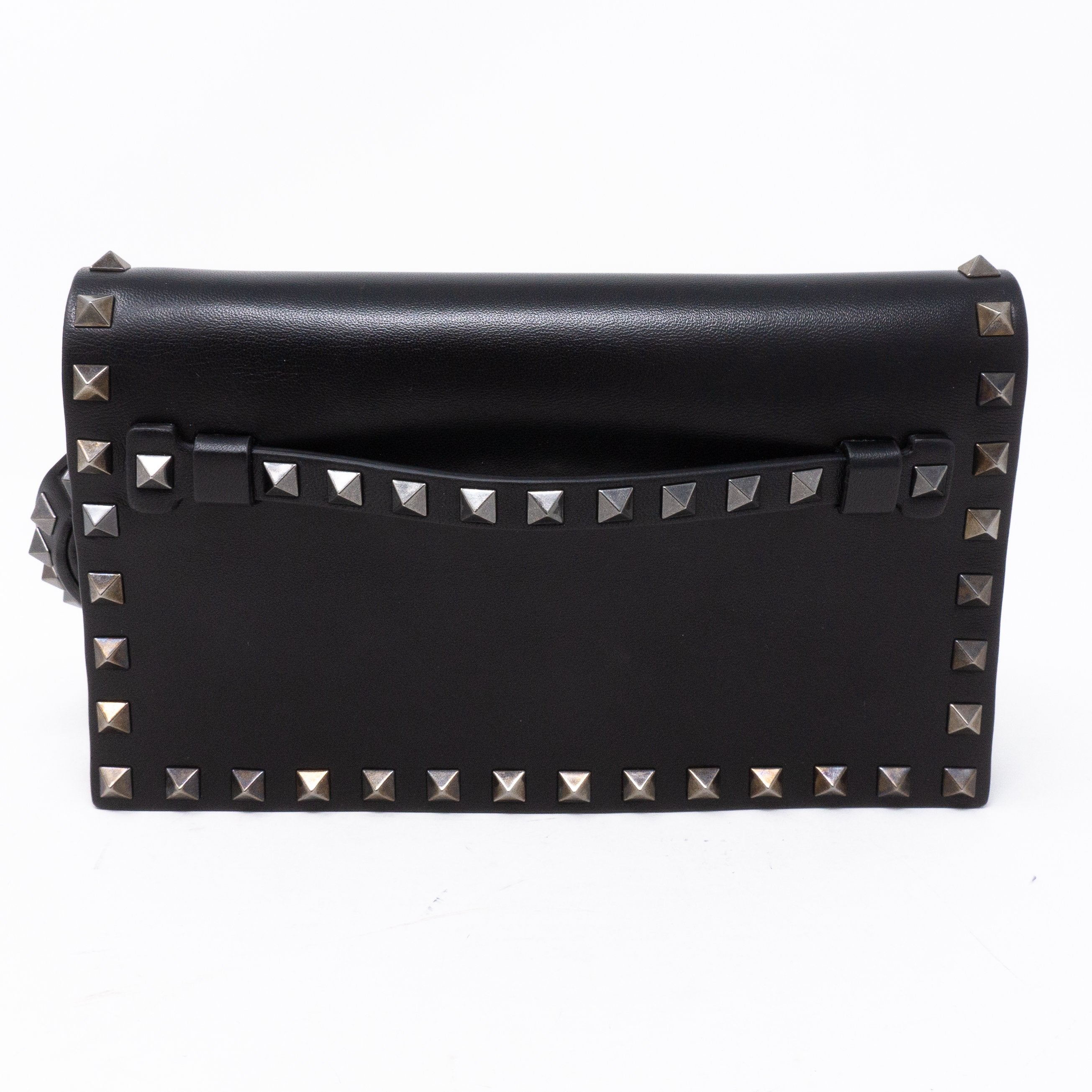 Rockstud Bracelet Flap Clutch Black