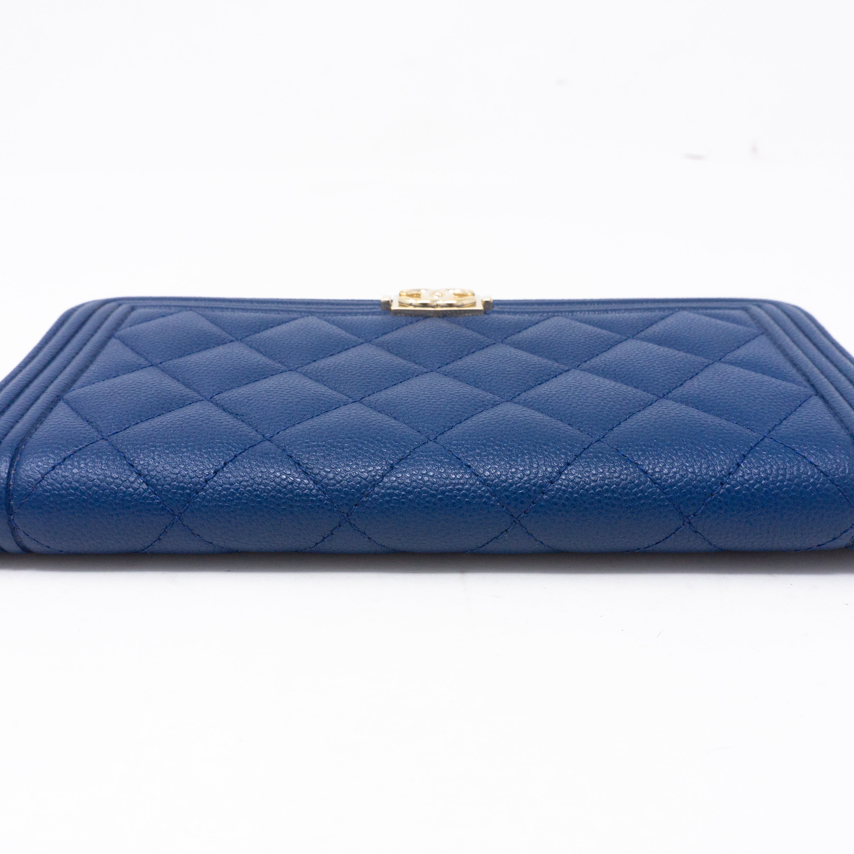 Boy Chanel Zip Around Wallet Blue Caviar