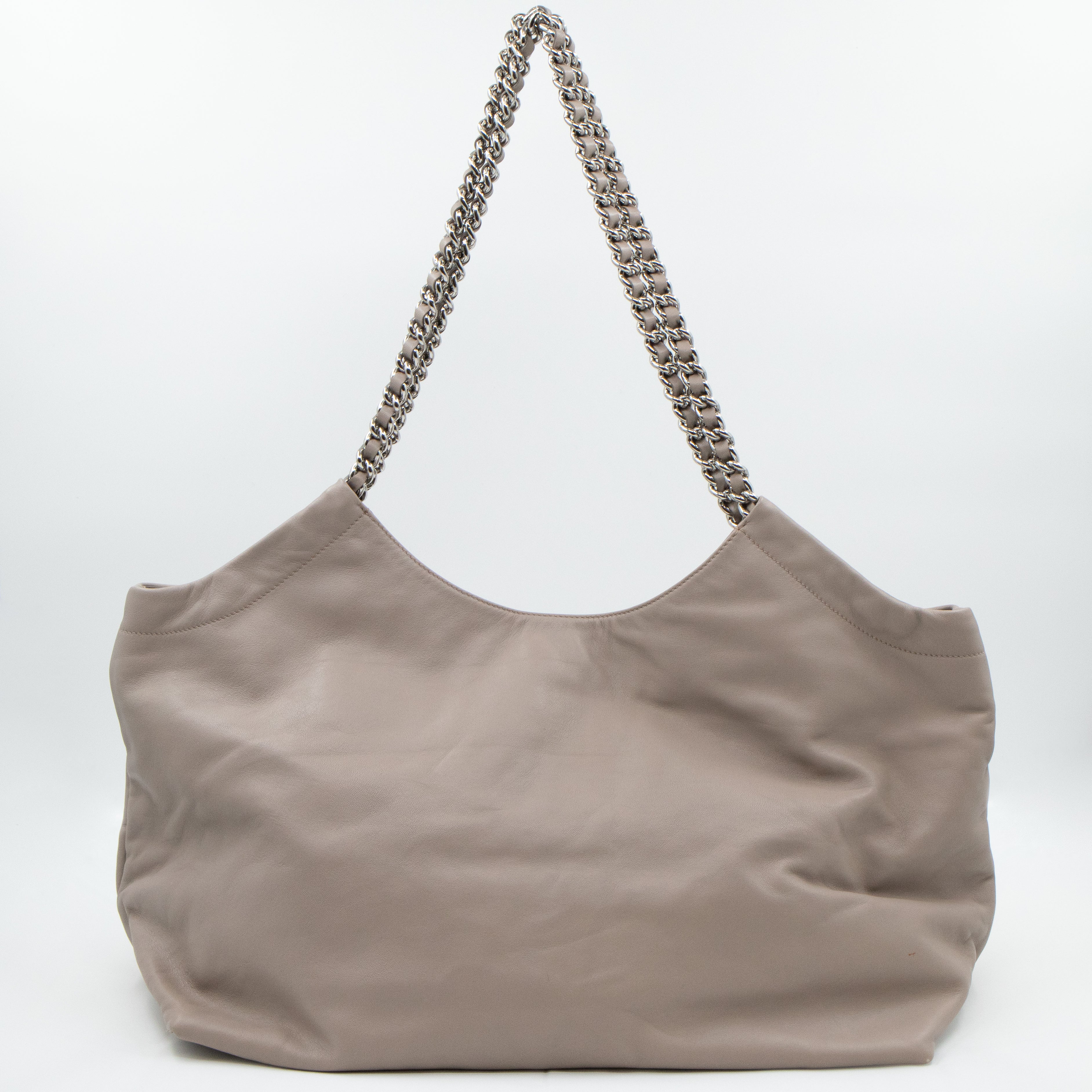 Soft Chain Tote Gray Leather