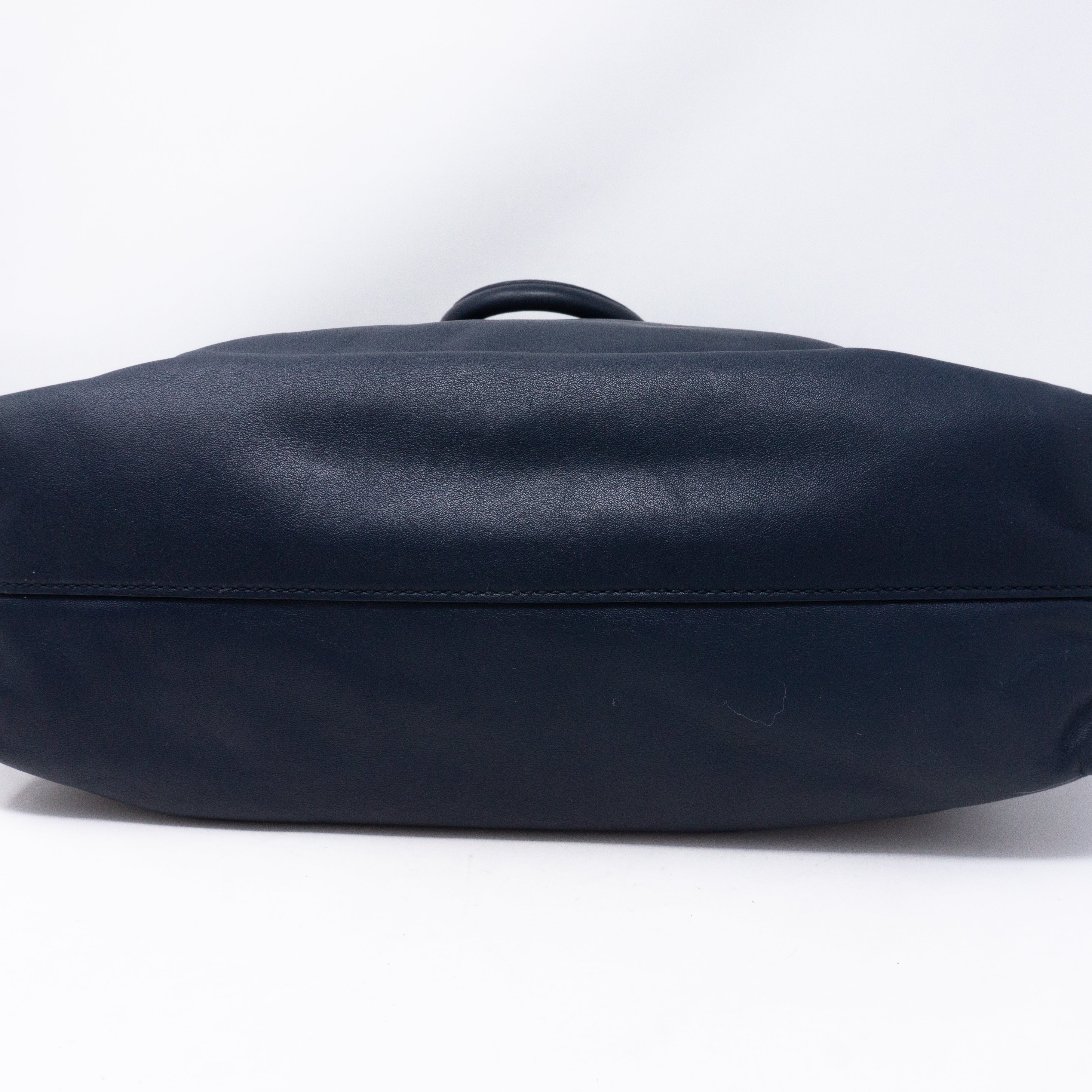 Large Shopping Tote Blue Leather