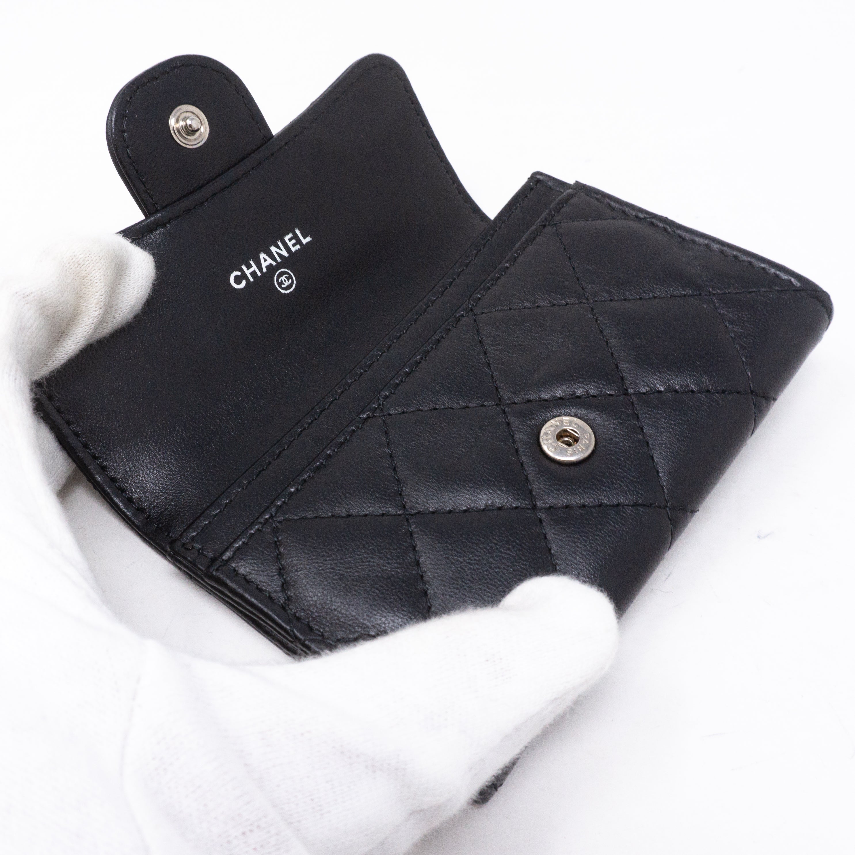Classic Flap Card Case Black Lambskin