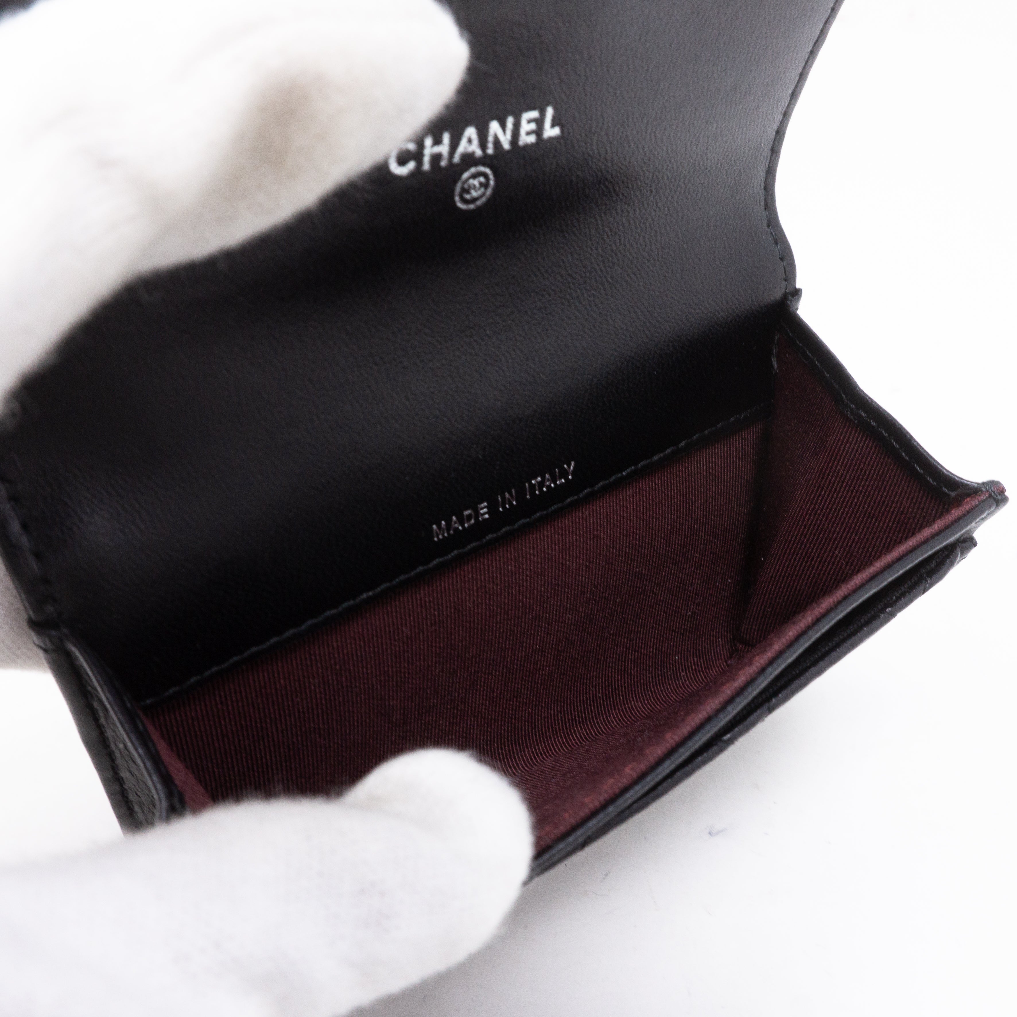 Classic Flap Card Case Black Lambskin