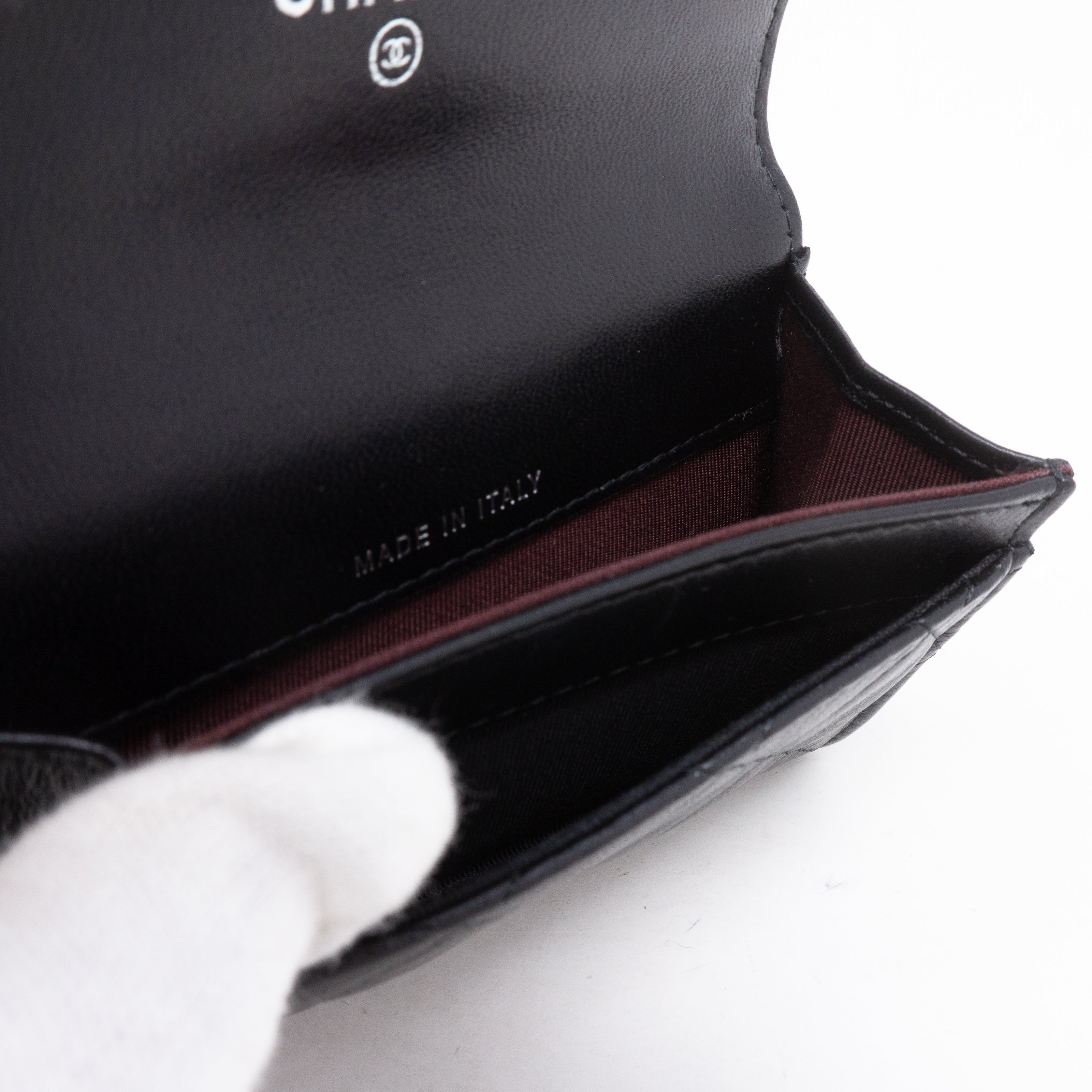 Classic Flap Card Case Black Lambskin