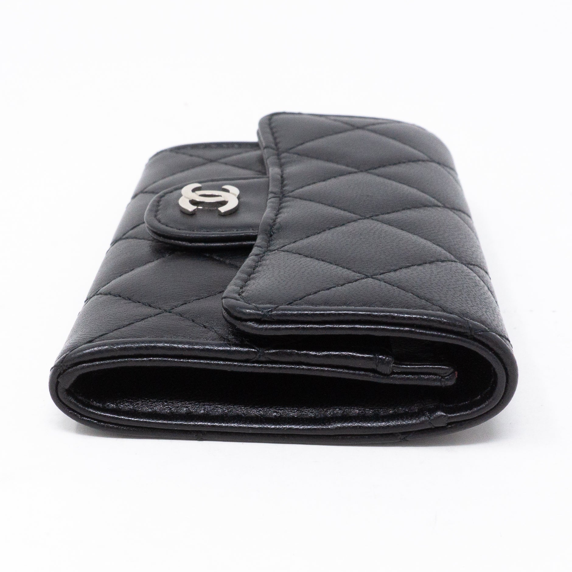 Classic Flap Card Case Black Lambskin