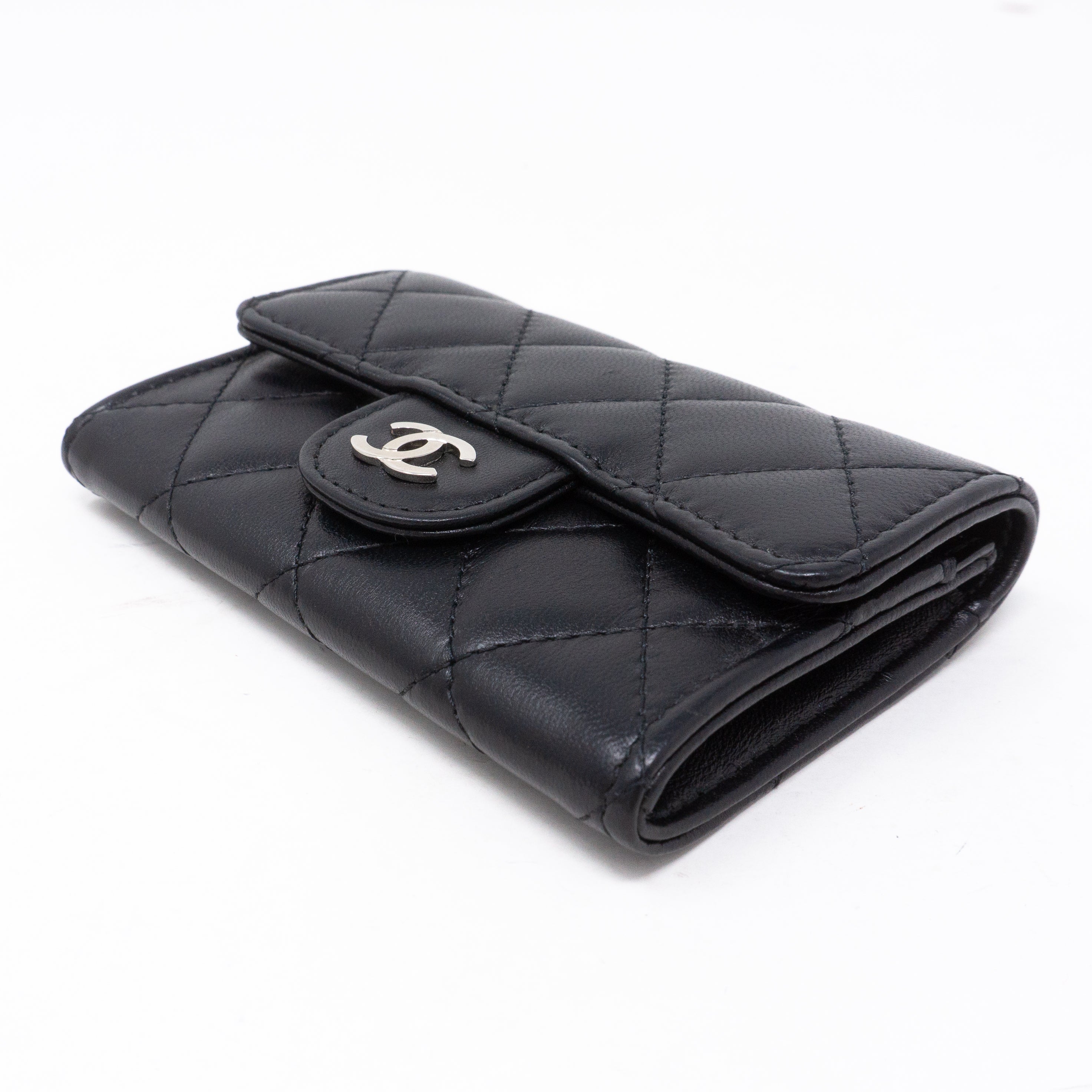 Classic Flap Card Case Black Lambskin