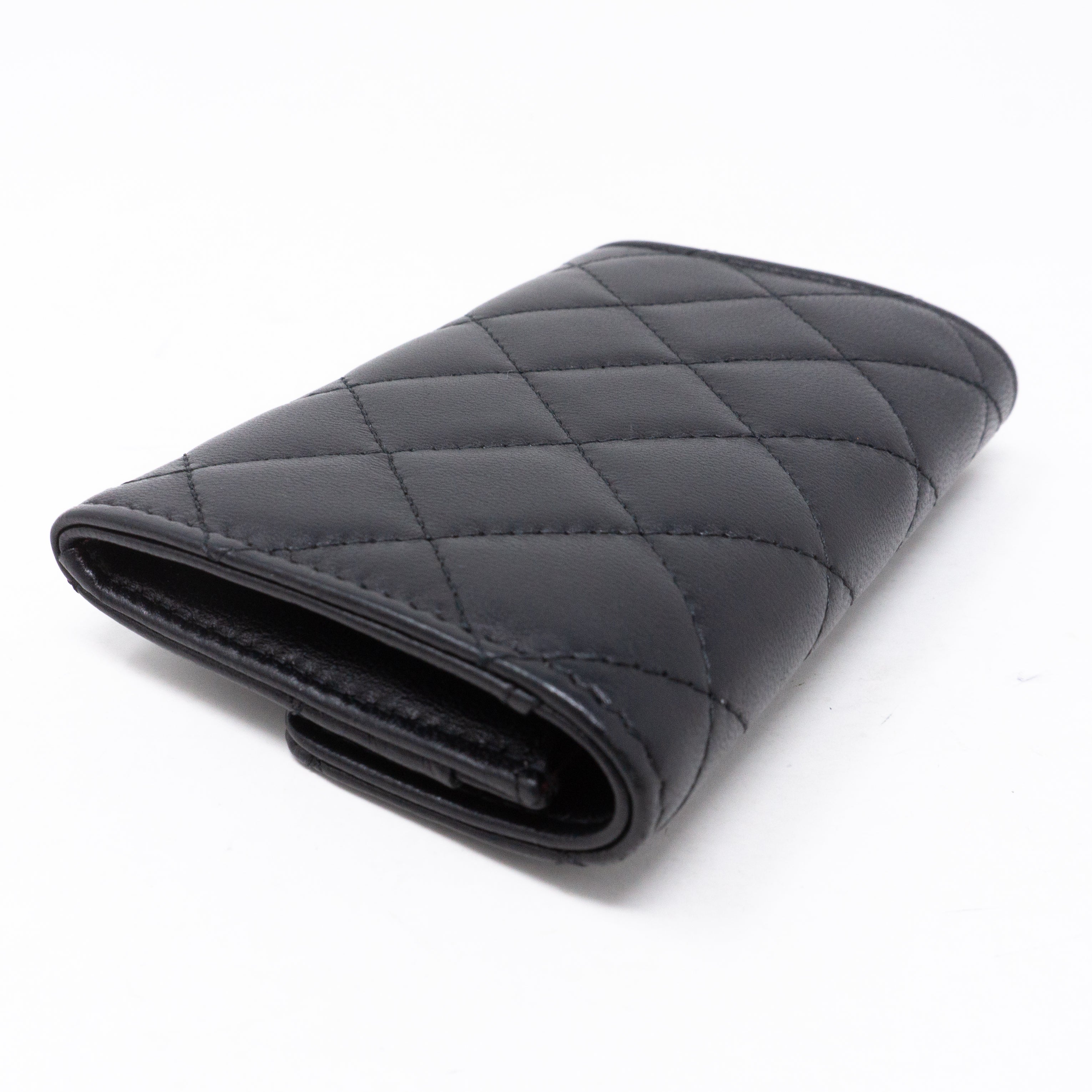 Classic Flap Card Case Black Lambskin