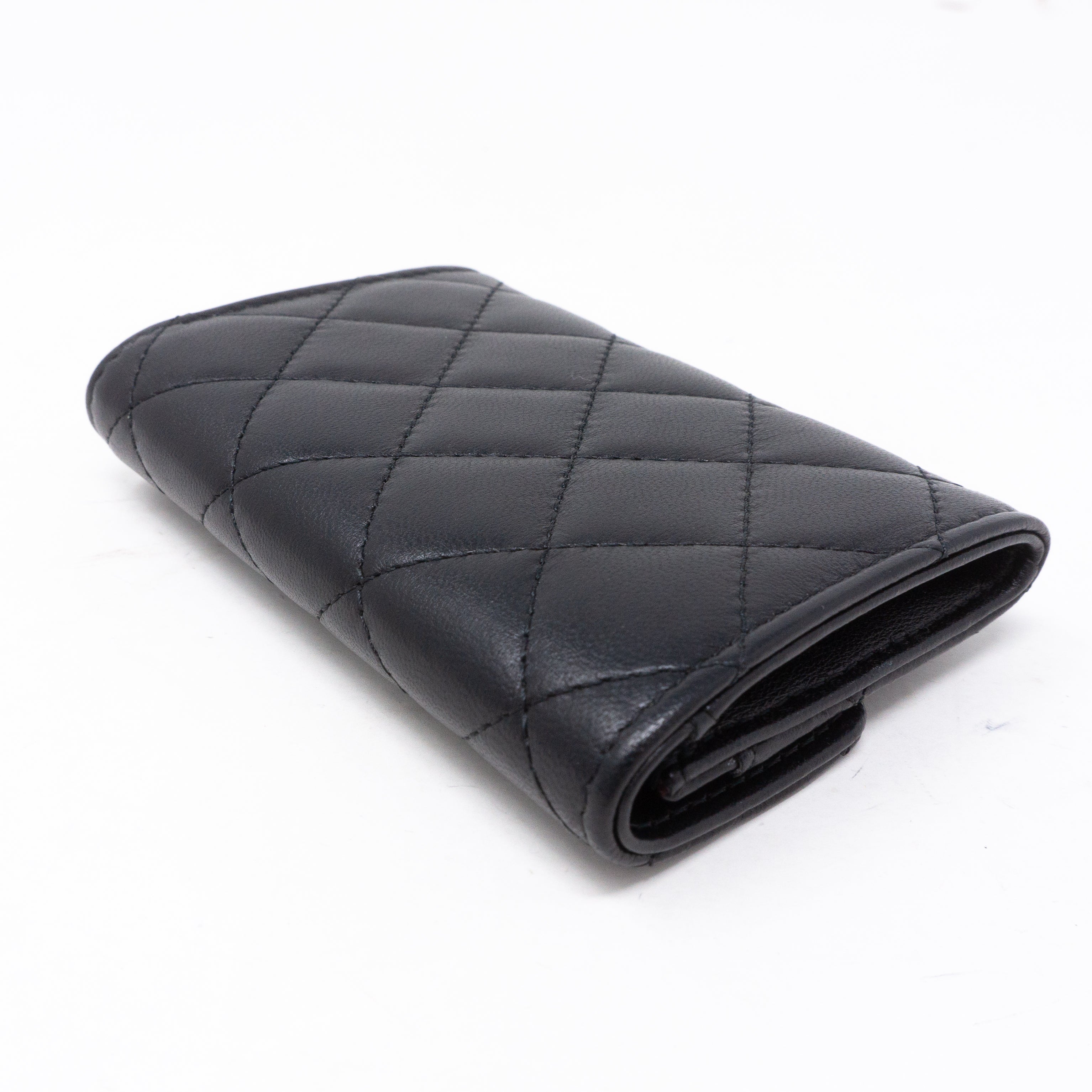 Classic Flap Card Case Black Lambskin