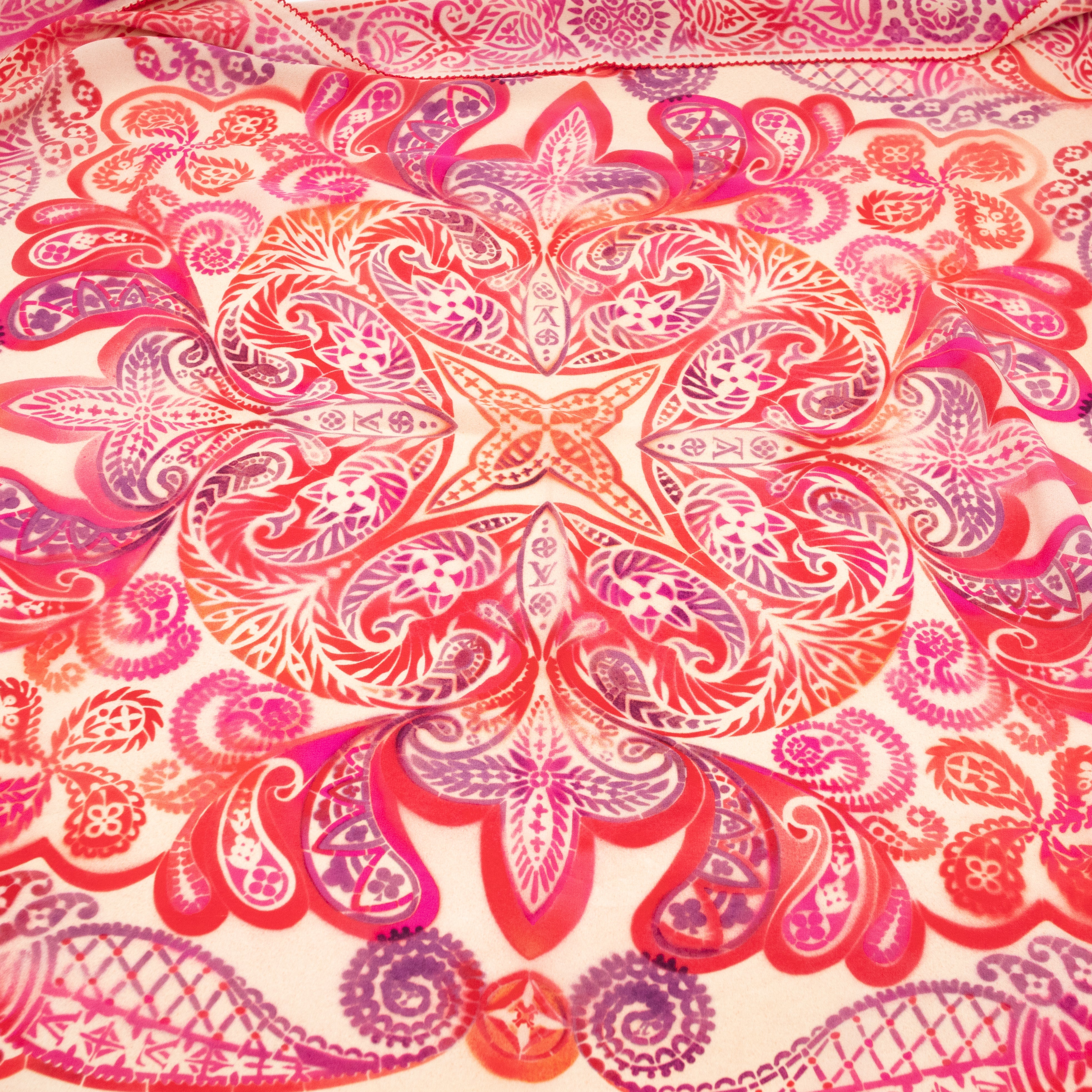 Lucky Paisley Silk Square Red