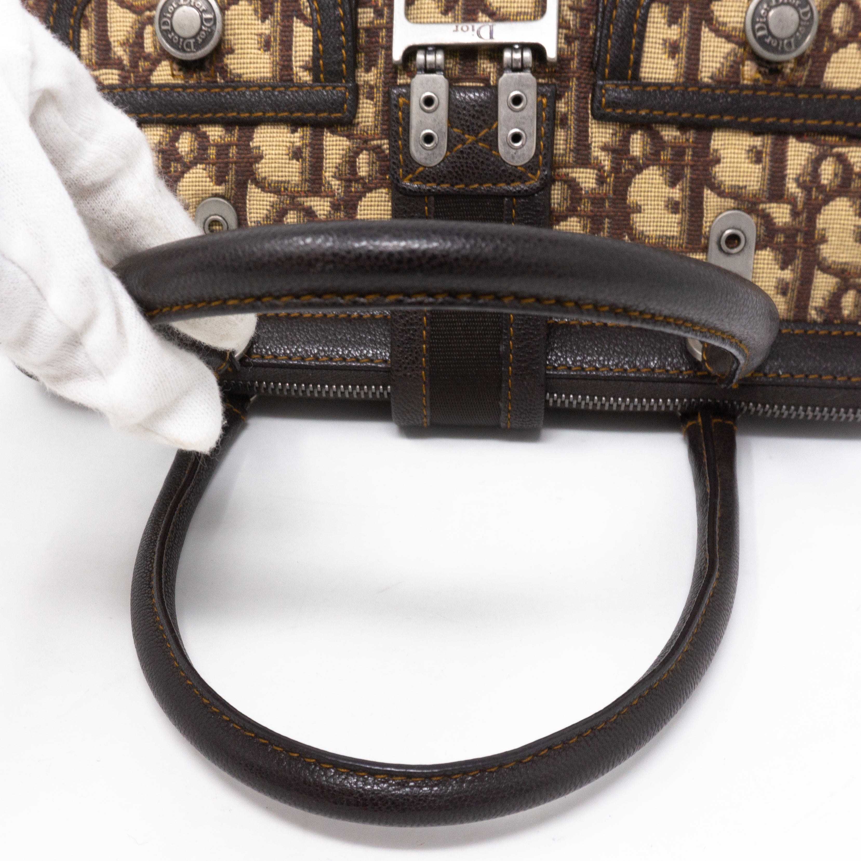 Flight Satchel Bag Brown Dior Oblique