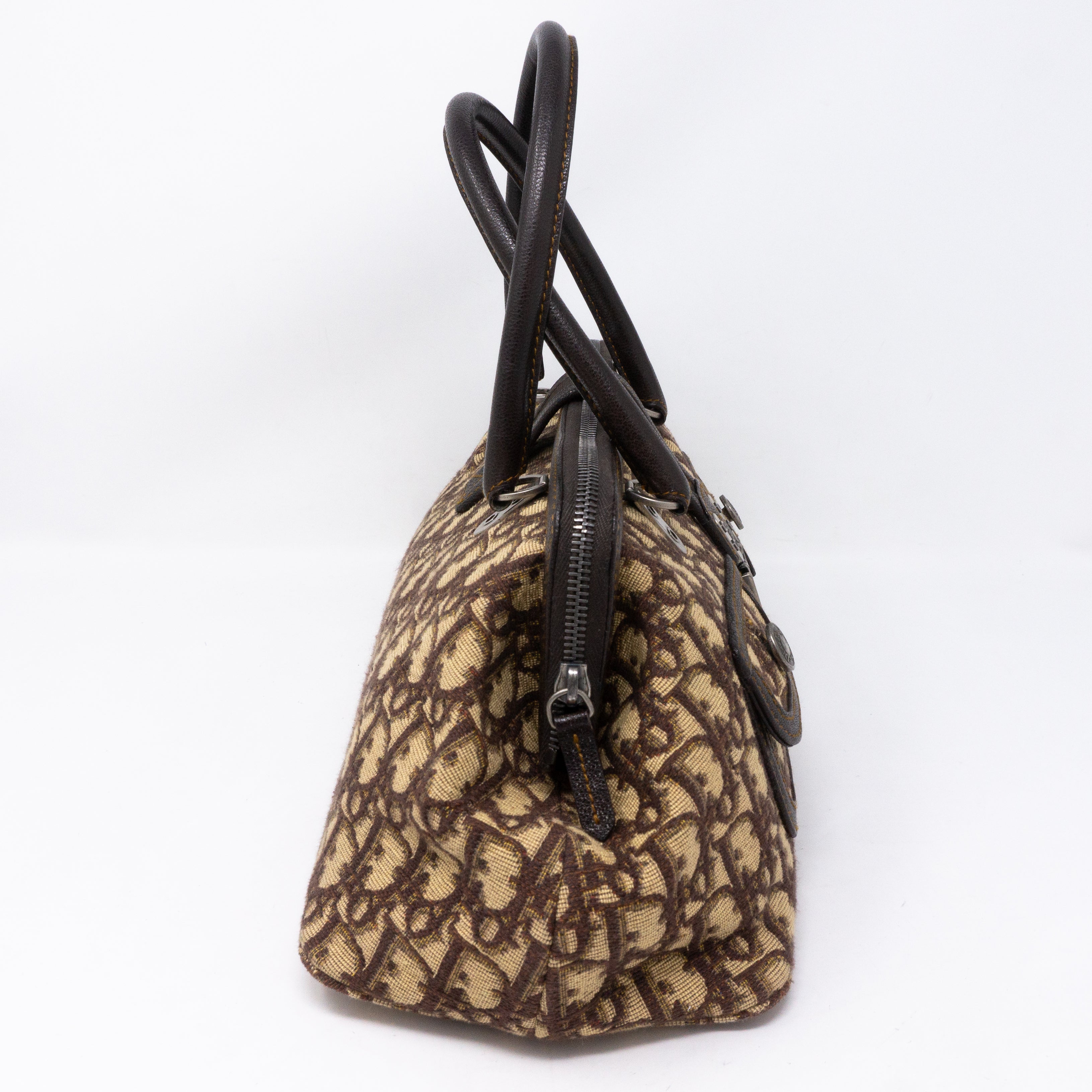 Flight Satchel Bag Brown Dior Oblique