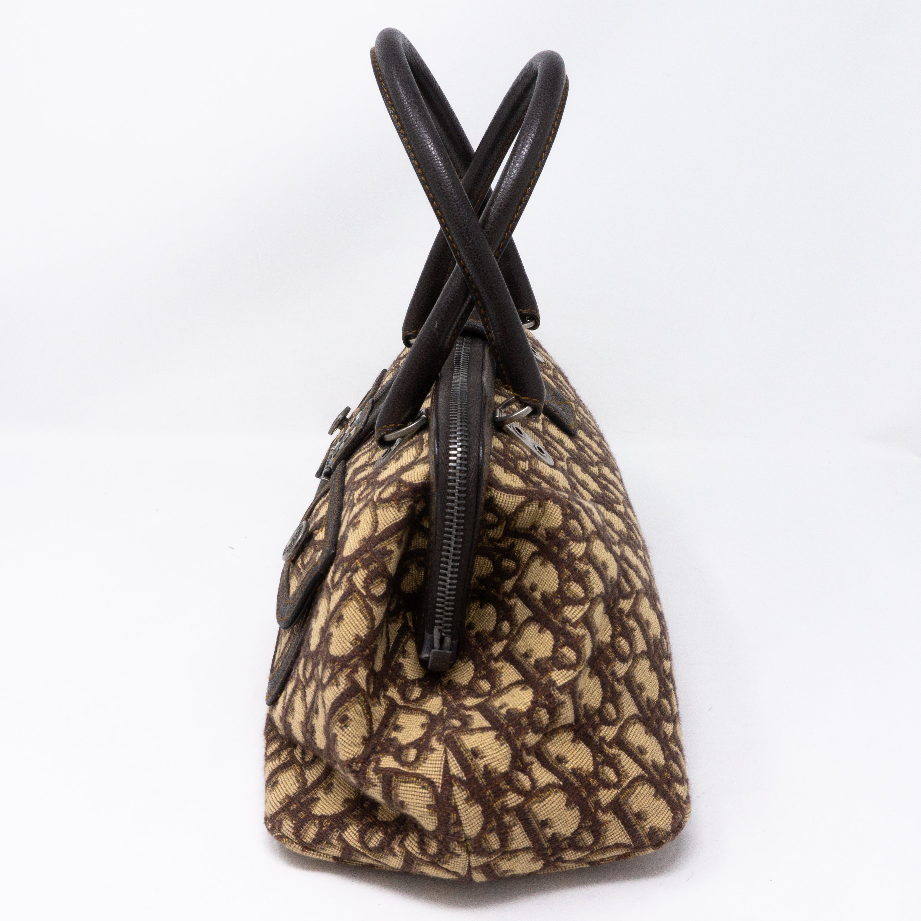 Flight Satchel Bag Brown Dior Oblique